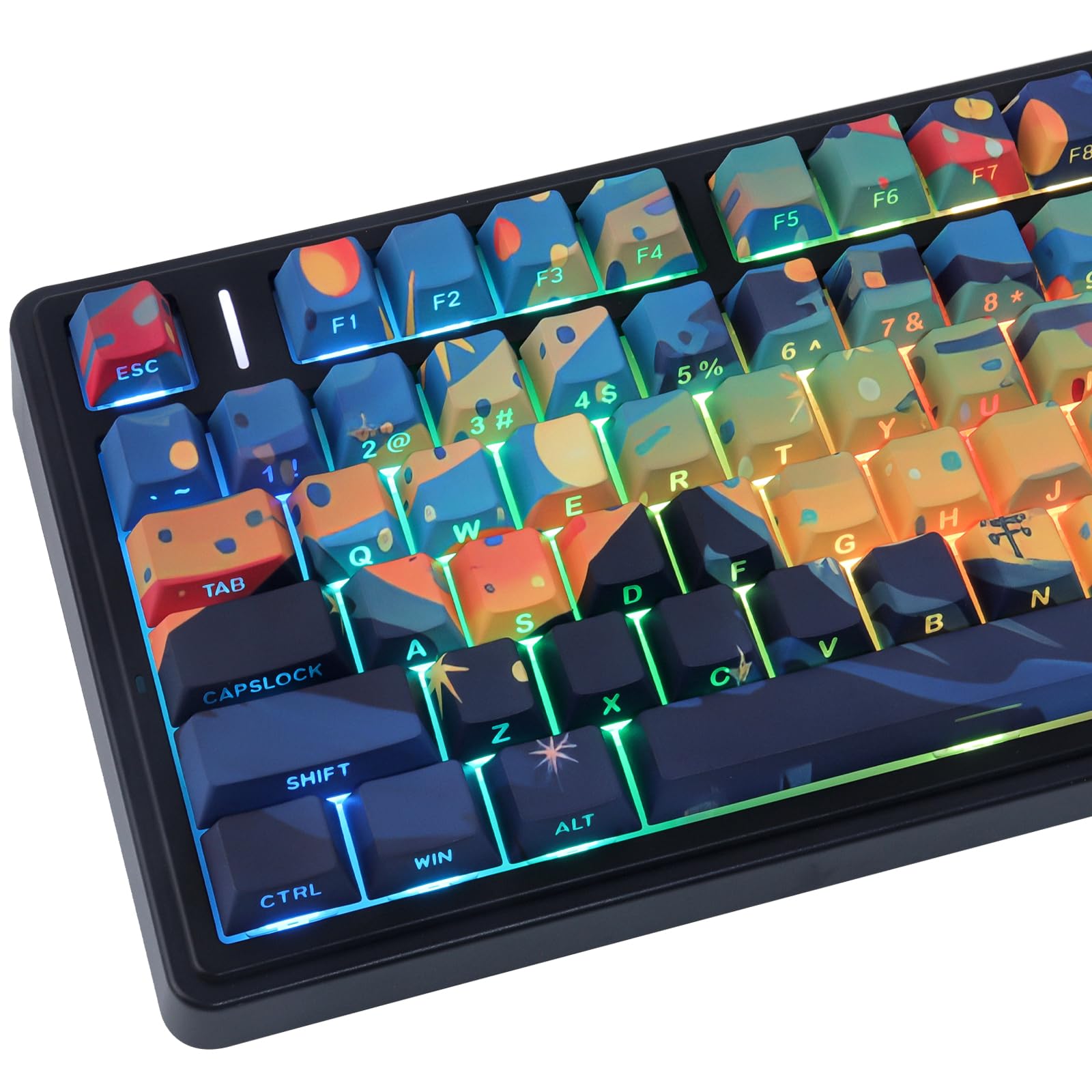 PBT Keycaps 133 Keys Double Shot Starry Sky Keycaps, Shine Through Side Print Keycap, Cherry Profile Dye Sublimation Keycap Keycap for Cherry MX Switch ANSI & ISO Layout Mechanical Keyboard