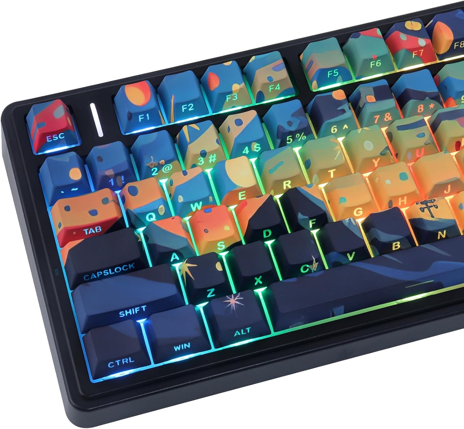 PBT Keycaps 133 Keys Double Shot Starry Sky Keycaps, Shine Through Side Print Keycap, Cherry Profile Dye Sublimation Keycap Keycap for Cherry MX Switch ANSI & ISO Layout Mechanical Keyboard - immagine 1