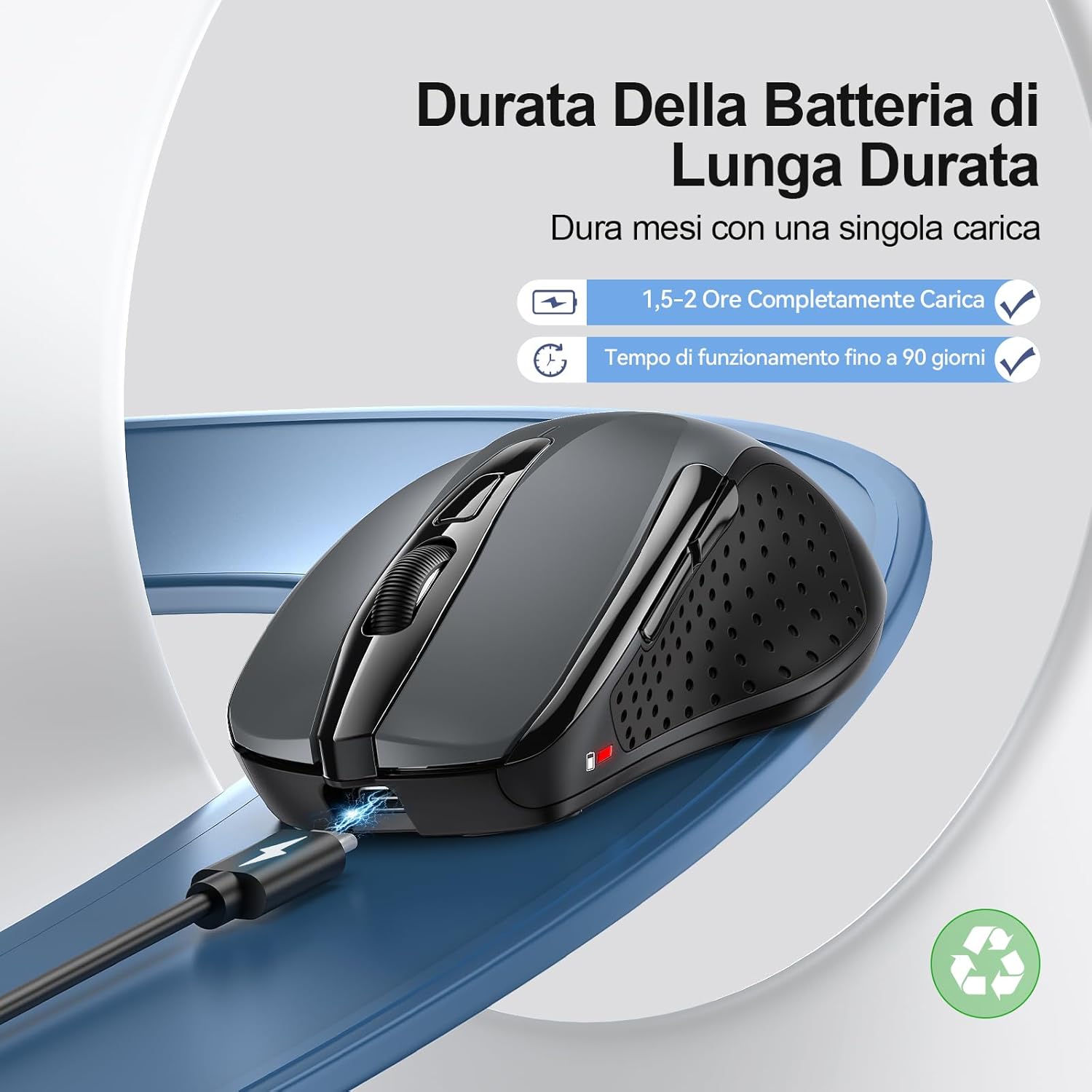 Tecknet Mouse Bluetooth Ricaricabile Multi-dispositivo 4800 DPI - immagine 3