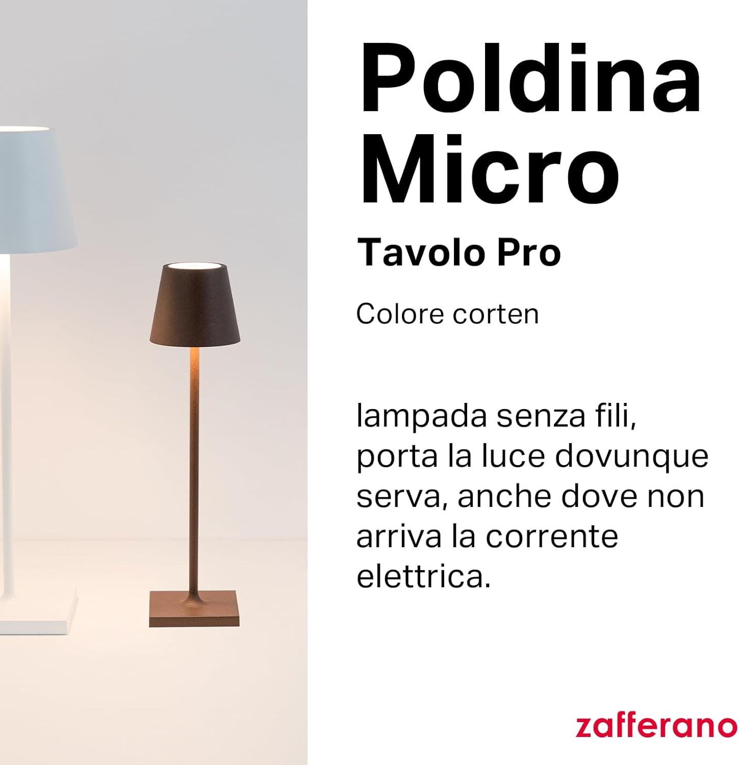 Zafferano Poldina Micro - Lampada da Tavolo Ricaricabile - immagine 2