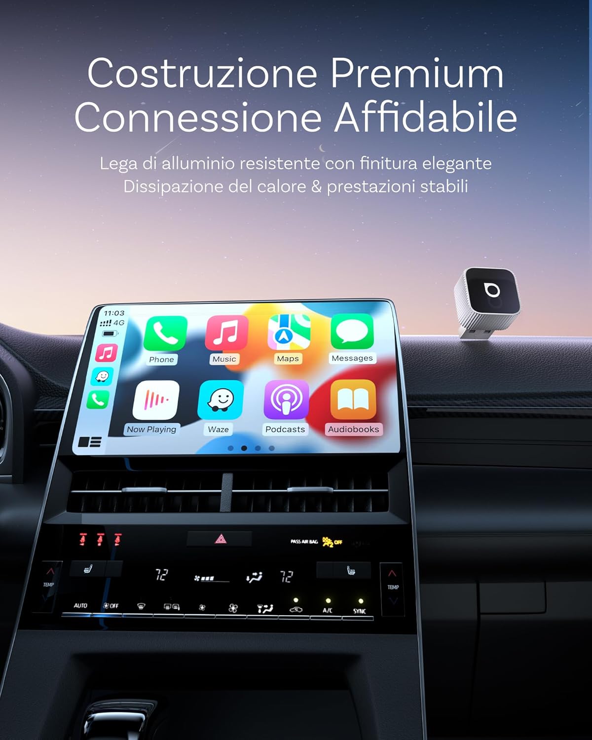 Ottocast MINI 3.0 Slim 2025 Adattatore Wireless CarPlay & Android Auto - immagine 4