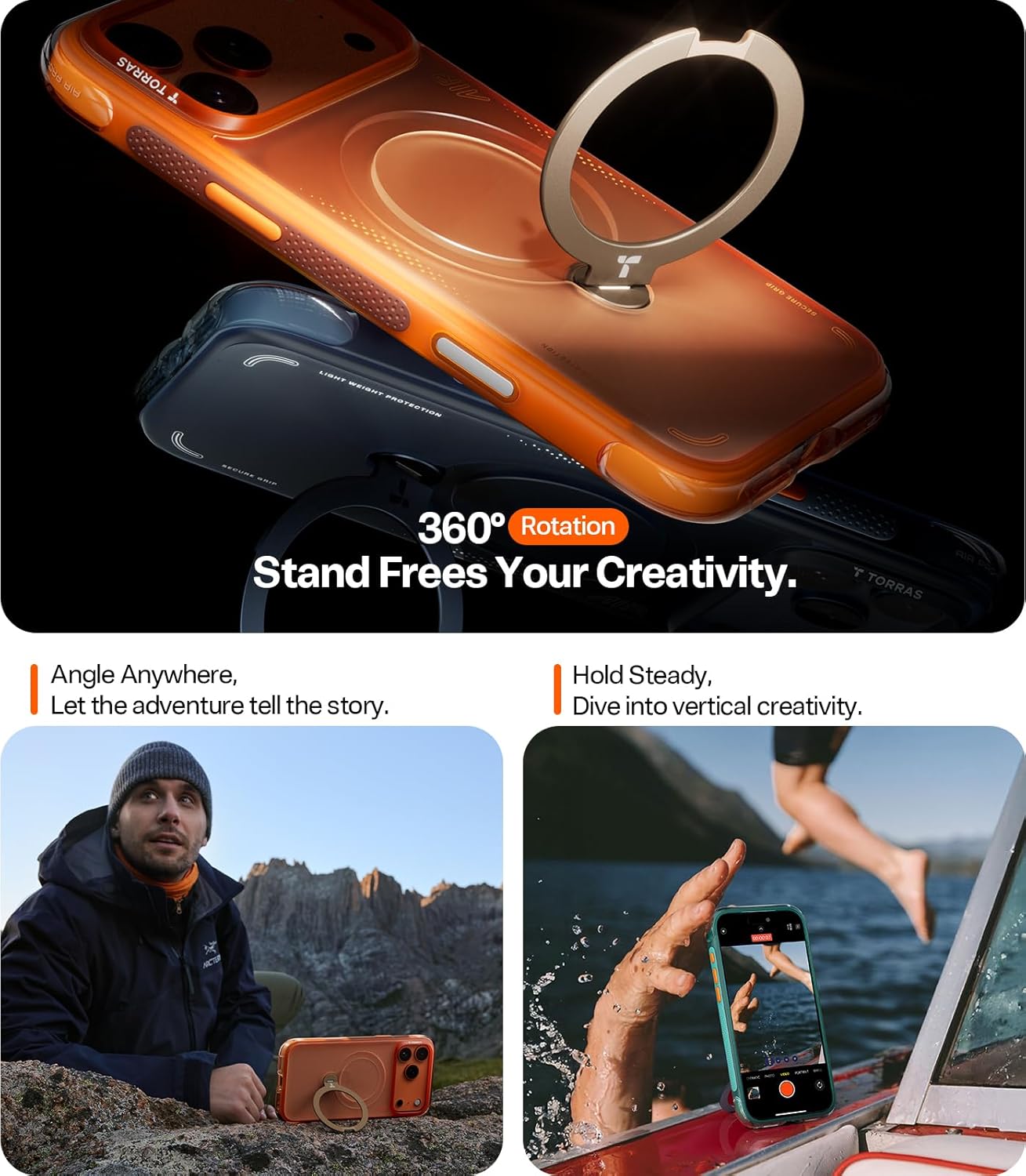 Torras Ostand Q3 Air - Custodia per iPhone 17 Pro Max, Blu Navy - immagine 4