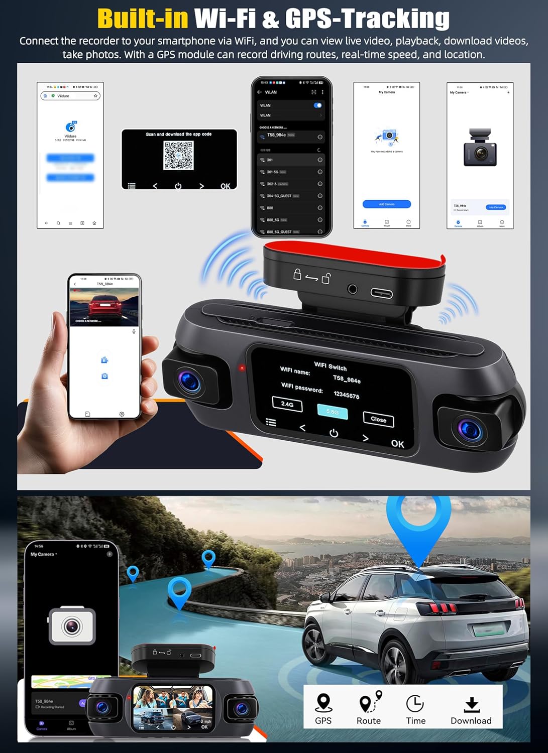 4K 360° Dash Cam Auto con GPS e Grandangolo 150° - immagine 5