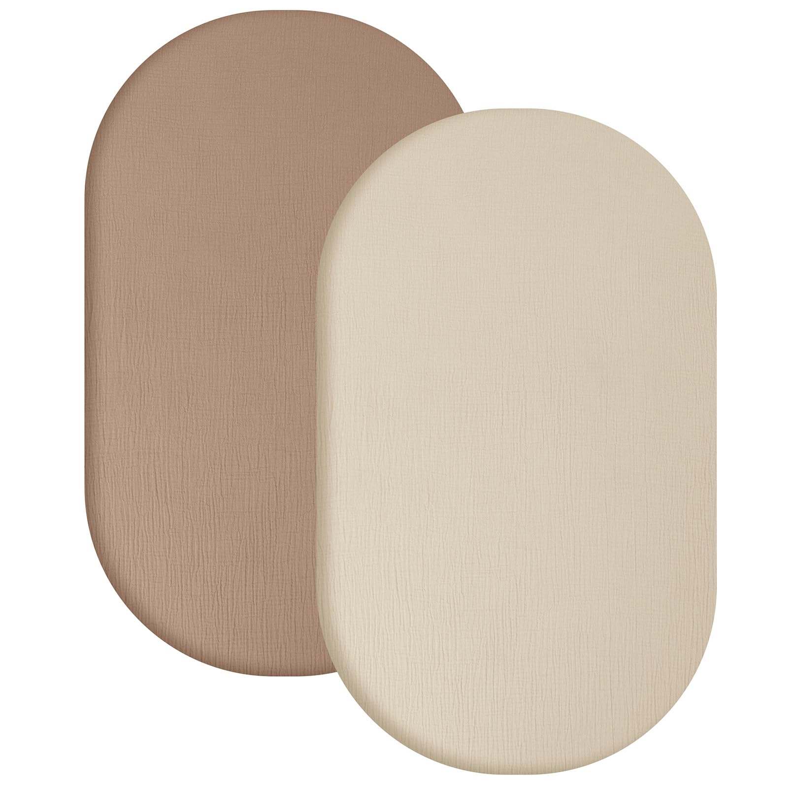 Yoofoss Set 2 Lenzuolo con Angoli 100% Cotone Bambini 55x90 cm Super Morbido Lenzuolo Biancheria da Letto per Bebè (Beige Marrone chiaro)