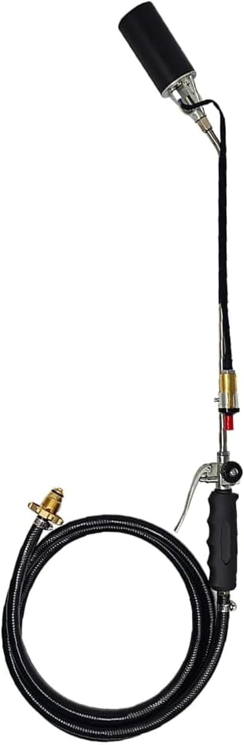 Set Bruciatore per Erbacce a Propano con Attacco Rapido, Nero