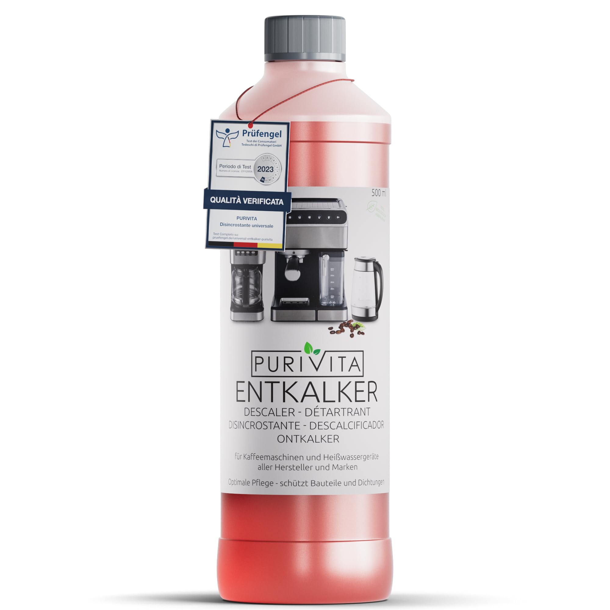 PURIVITA® Universale Decalcificante Macchina Caffè [500ML] - Anticalcare Pulizia Macchine Caffe - Liquido Disincrostante per i Modelli Delonghi, Nespresso, Dolce Gusto, Lazzata & Altri Ancora
