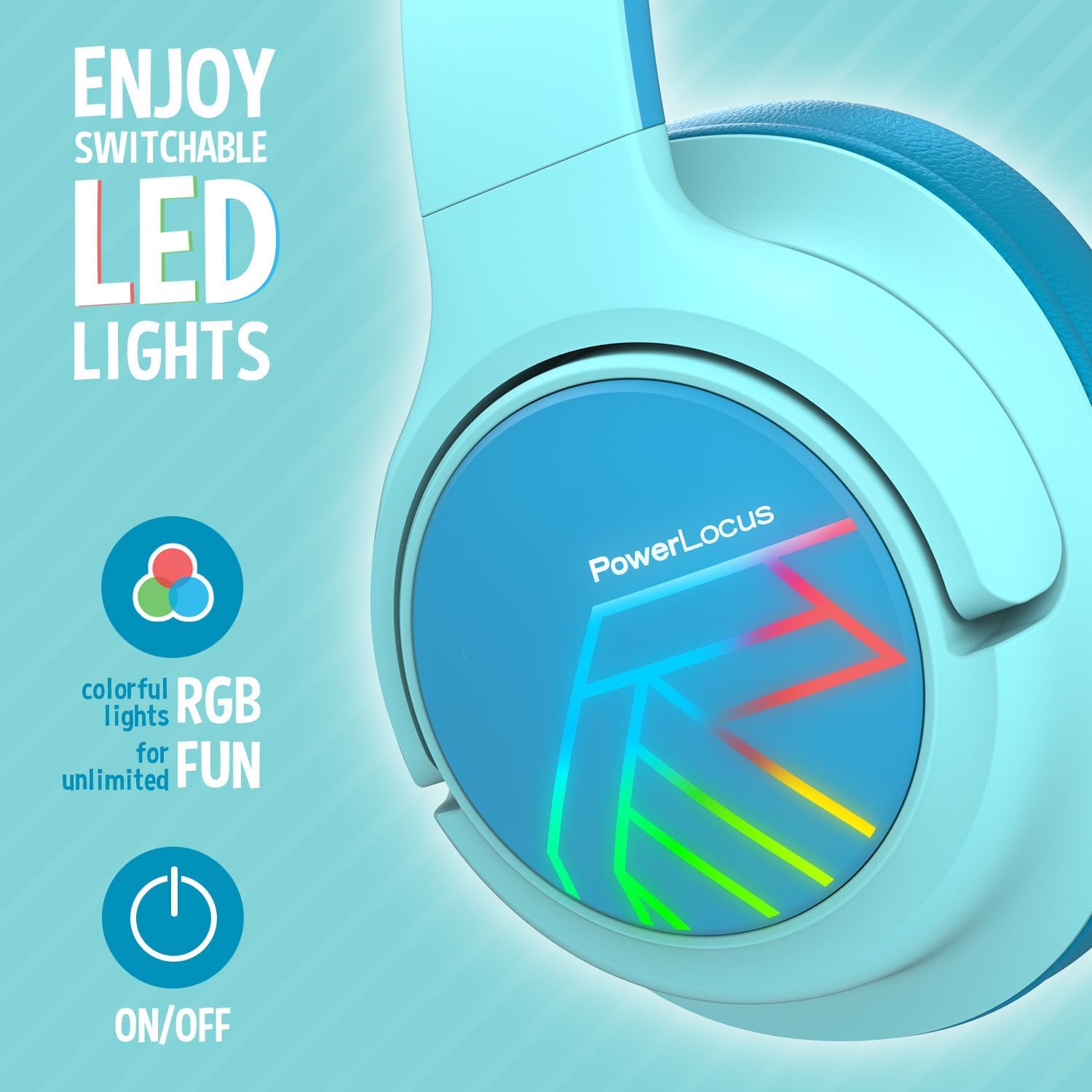 Powerlocus Cuffie Bluetooth Bambini con Luci LED - immagine 3