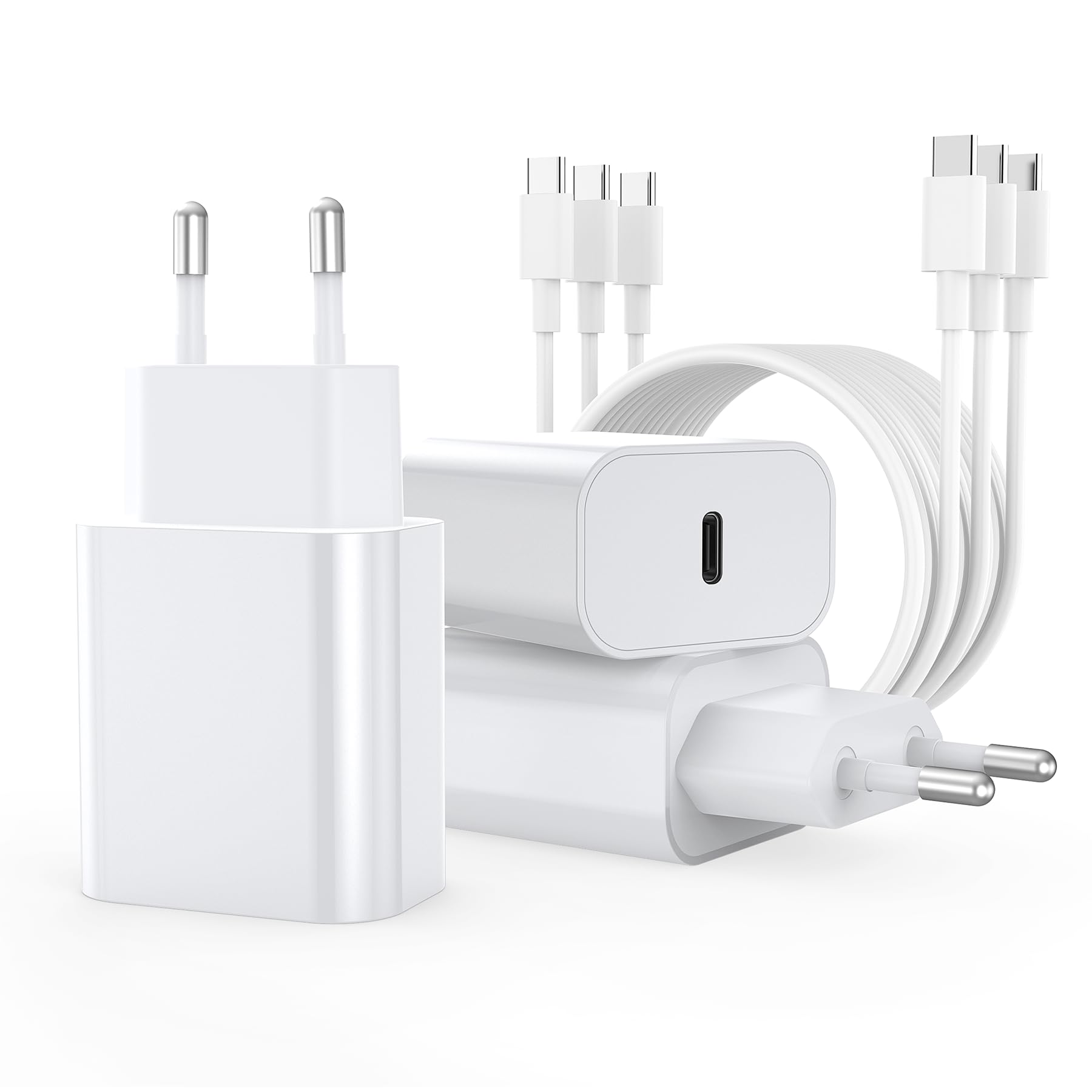 Bhhb Caricatore USB-C 20W per A-pple (3 pz + cavo) | Velz
