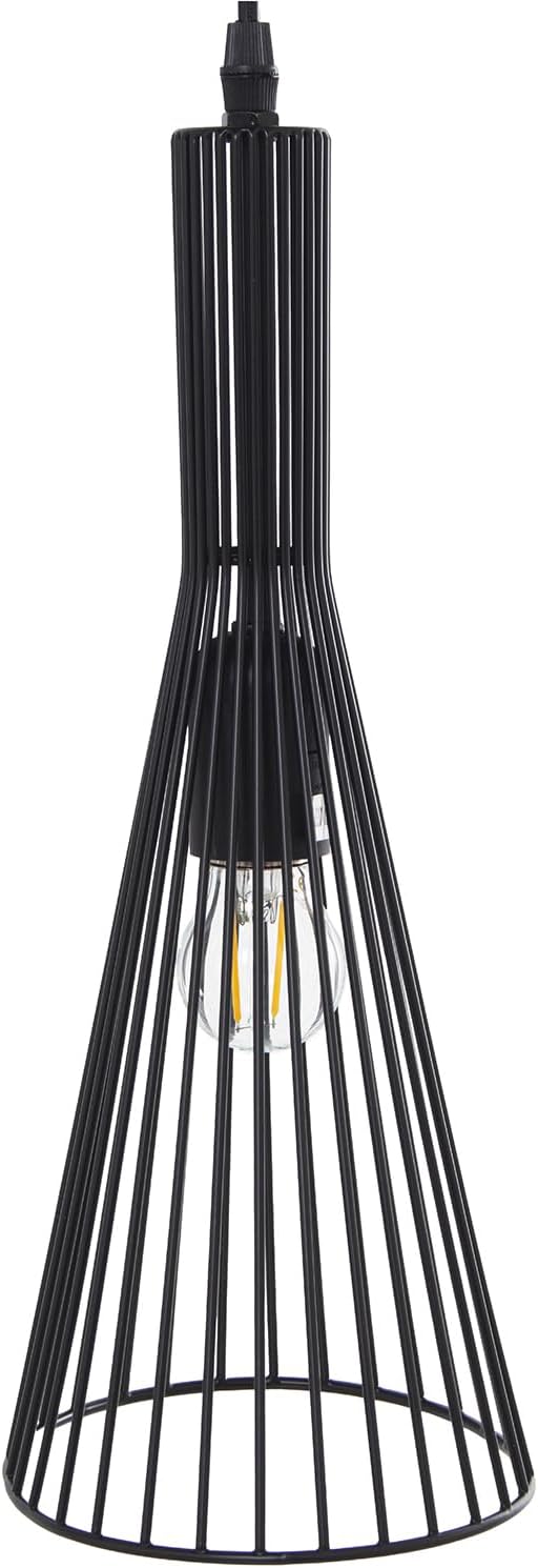 LÁMPARA TECHO METAL NEGRA 1XE27 MAX 60W NO INCLUIDA_14X16X37CM, CABLE NEGRO 70CM