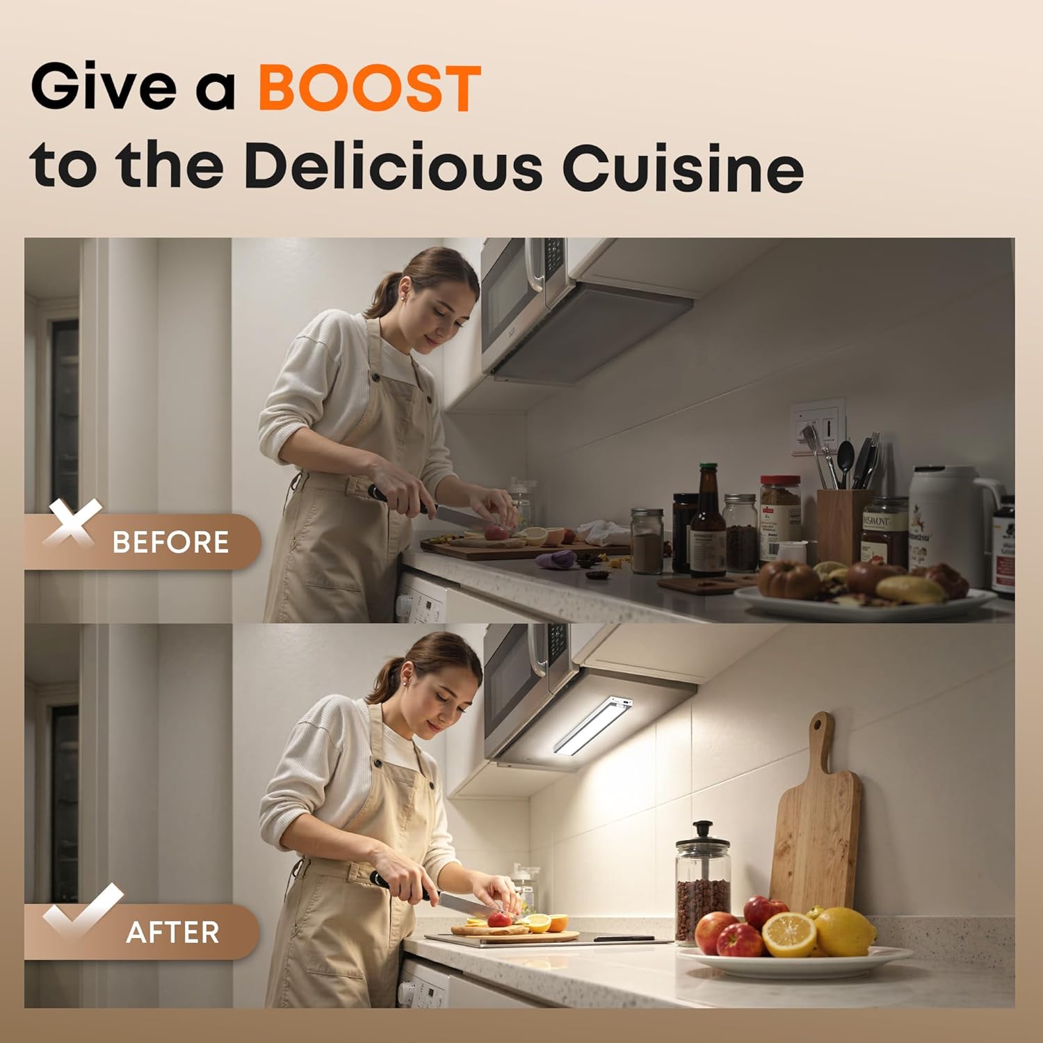 Luce LED Sottopensile Cucina 50CM con Sensore di Movimento - immagine 2