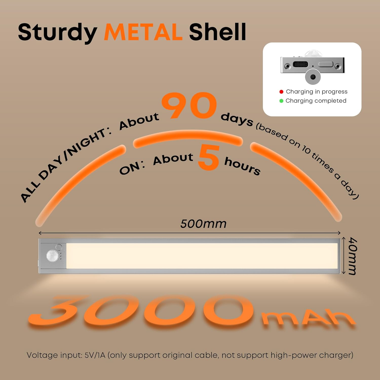 Luce LED Sottopensile Cucina 50CM con Sensore di Movimento - immagine 5