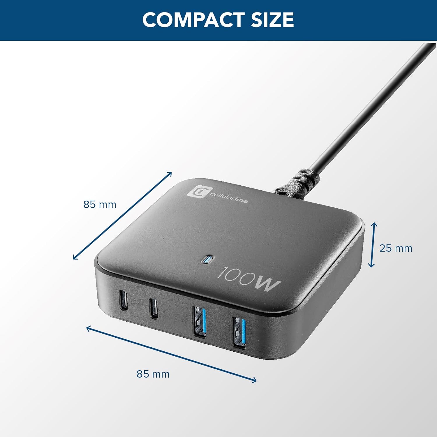 Cellularline MULTIPOWER MAGNUS 100W - Caricabatterie GaN 4 porte - immagine 3