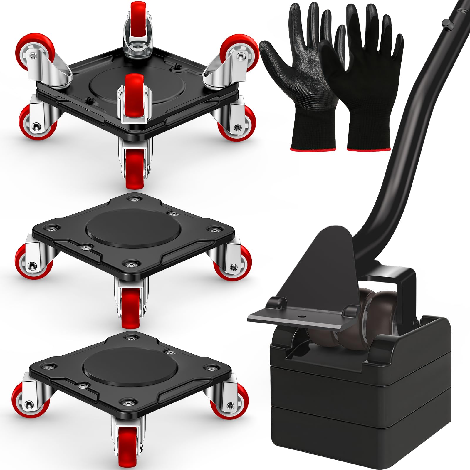 Wouow Kit Spostamento Mobili Pesanti 500KG, Nero