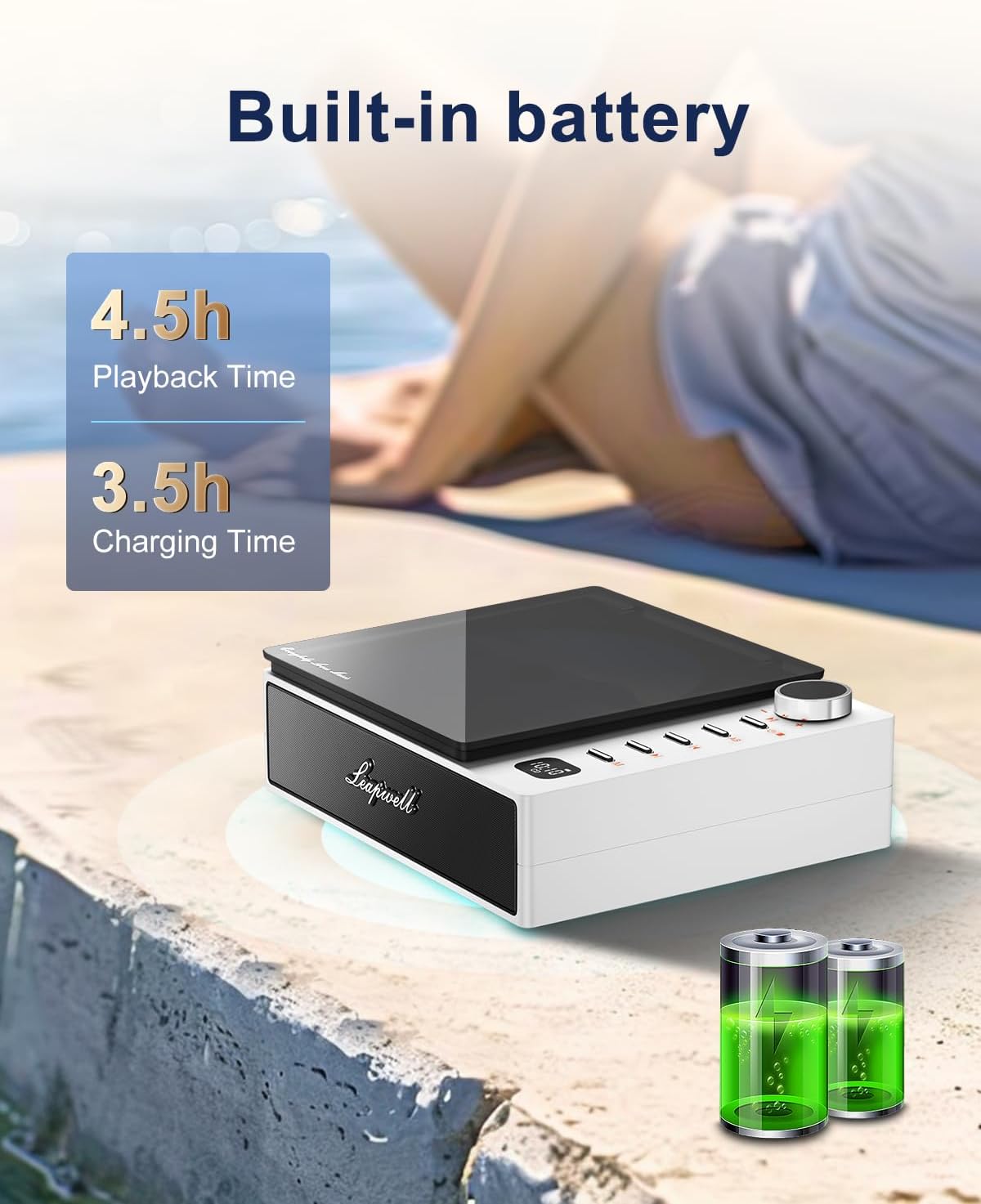 Leapwell Lettore CD Portatile con Bluetooth, Bianco - immagine 4