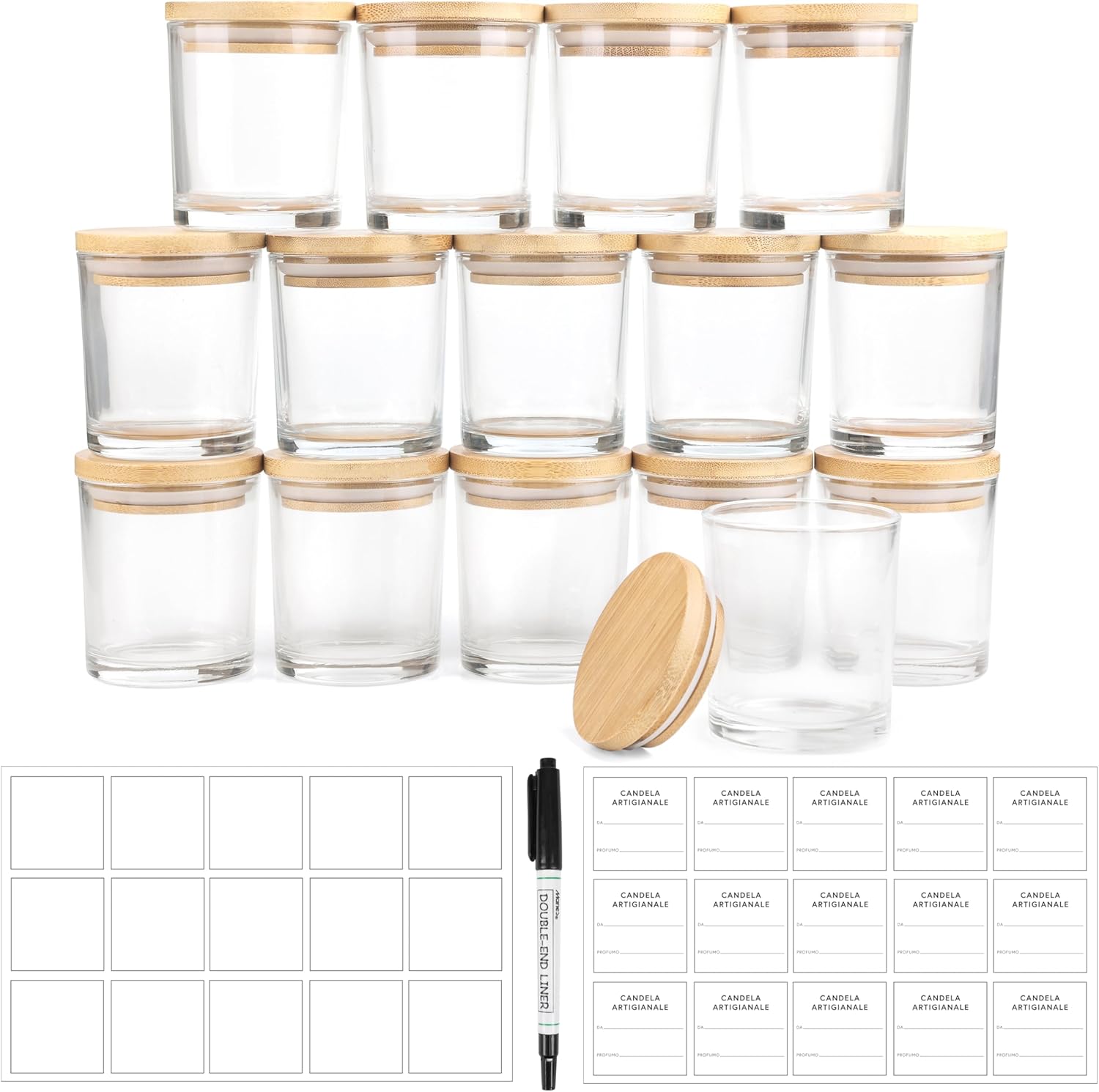 Winter Shore Portacandele Vetro 170ml con Coperchi (15 Pezzi) - immagine 1