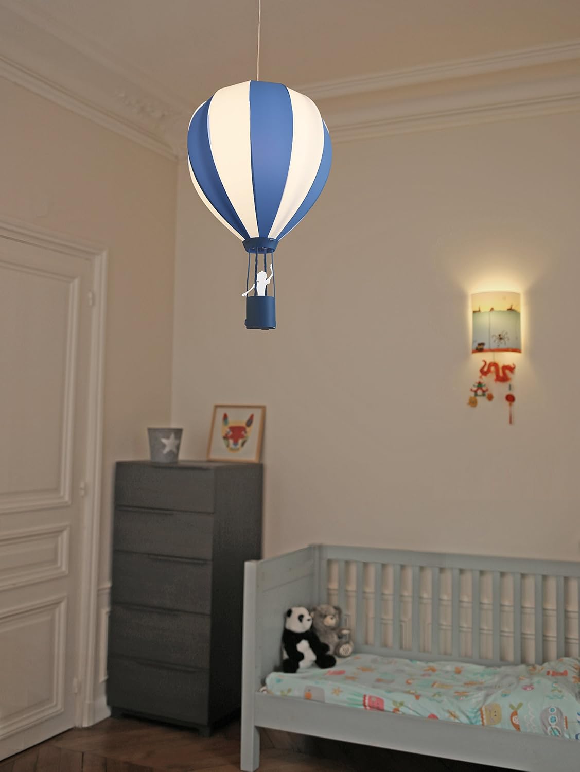 Lampadario da soffitto, a forma di mongolfiera, per bambino, colore: Blu - immagine 3
