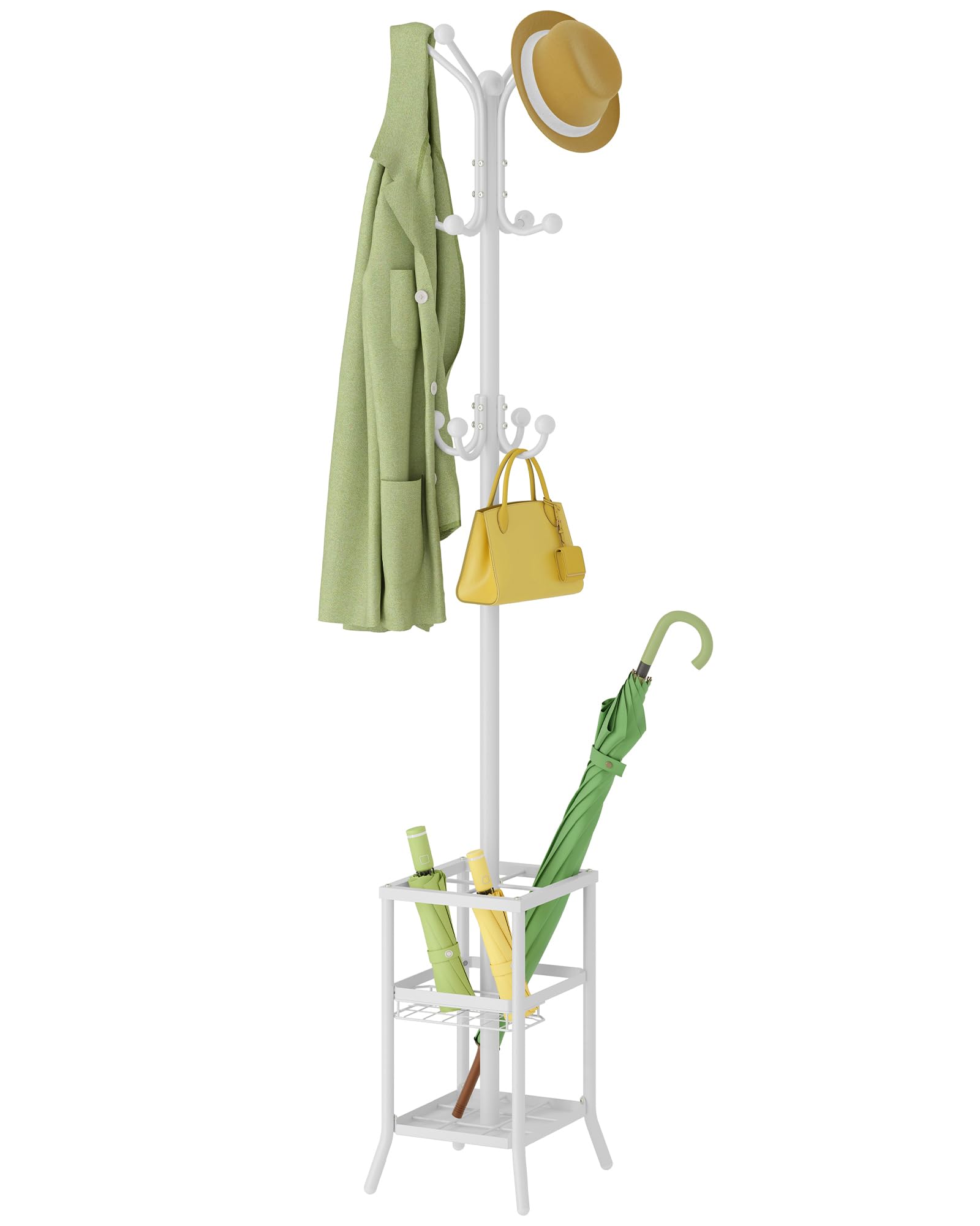 Favoosty Appendiabiti con Portaombrelli e 12 Ganci, Bianco