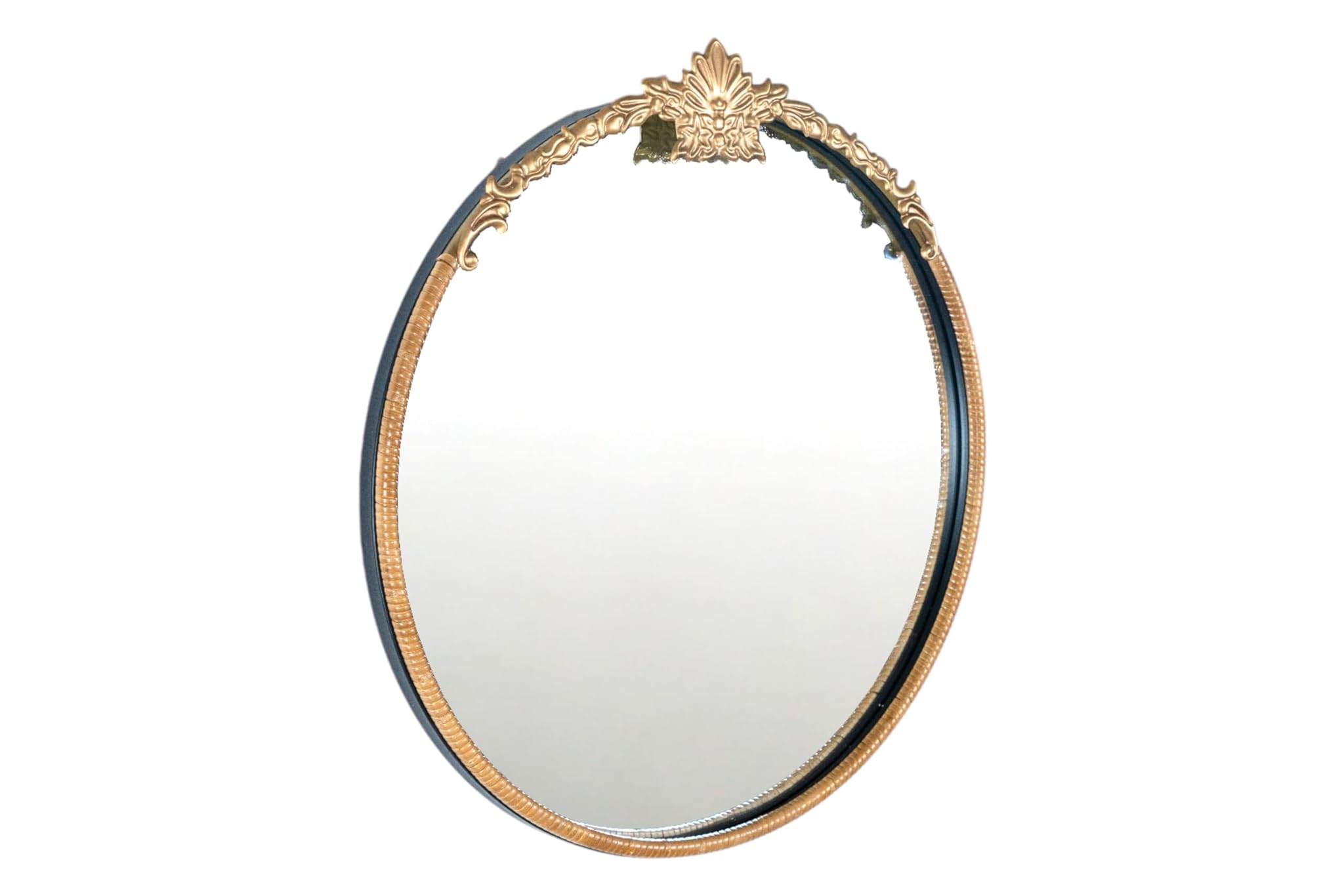 ESPEJO RDDO. METAL/RATTAN C/GUIRNALDA