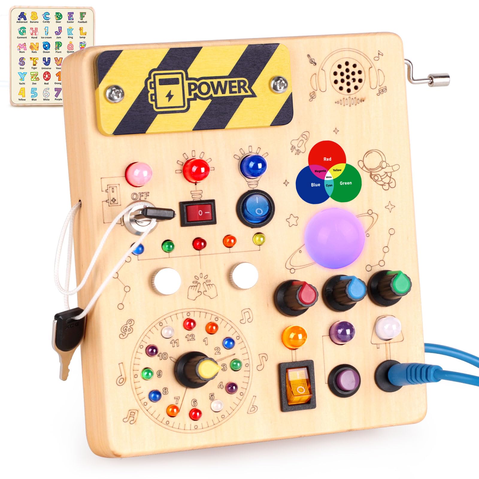 Giochi Montessori 1 anno per Bambini Montessori Busy Board Giochi Legno con 12 Interruttori e 24 luci LED Giochi Sensoriali Giocattolo sensoriale di apprendimento Adatto per 1 2 3 4 anni Bambin