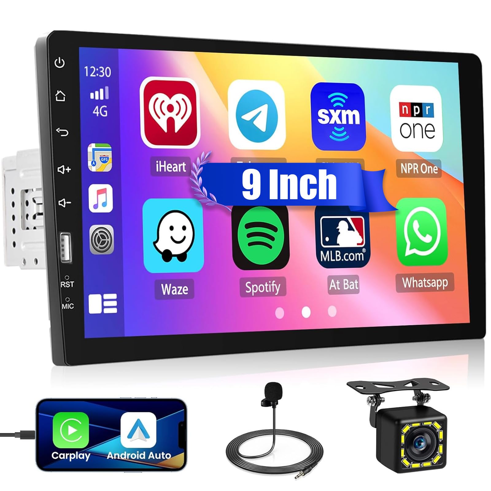 Fuluku Autoradio 1 Din 9 Pollici con Carplay Android Auto