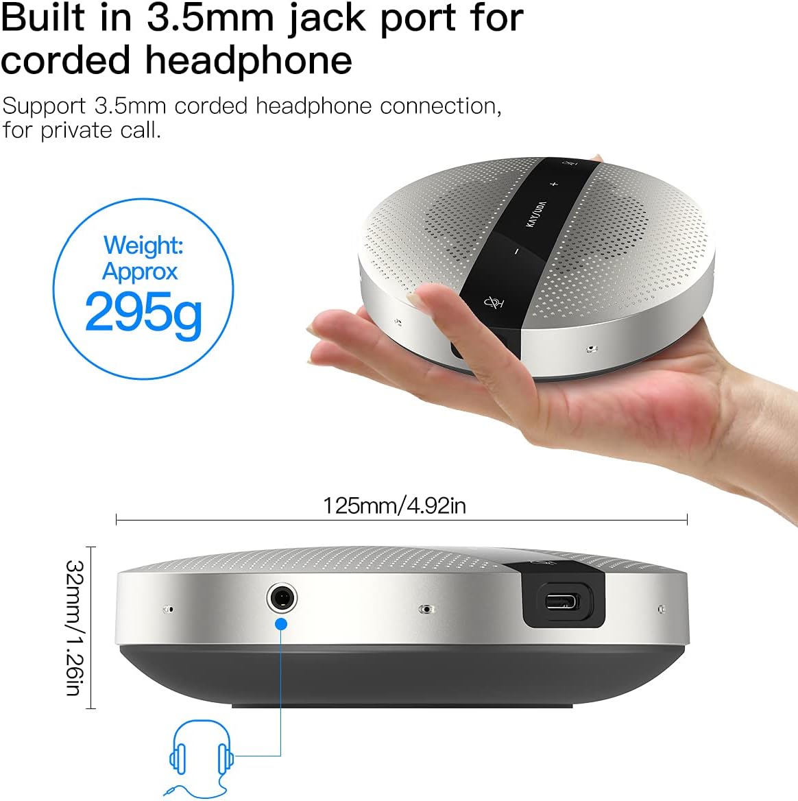 GOGOCOOL Altoparlante per conferenze USB con microfono, altoparlante per conferenza Plug and Play per computer, riduzione del rumore, microfono per conferenza con presa vocale omnidirezionale - immagine 5