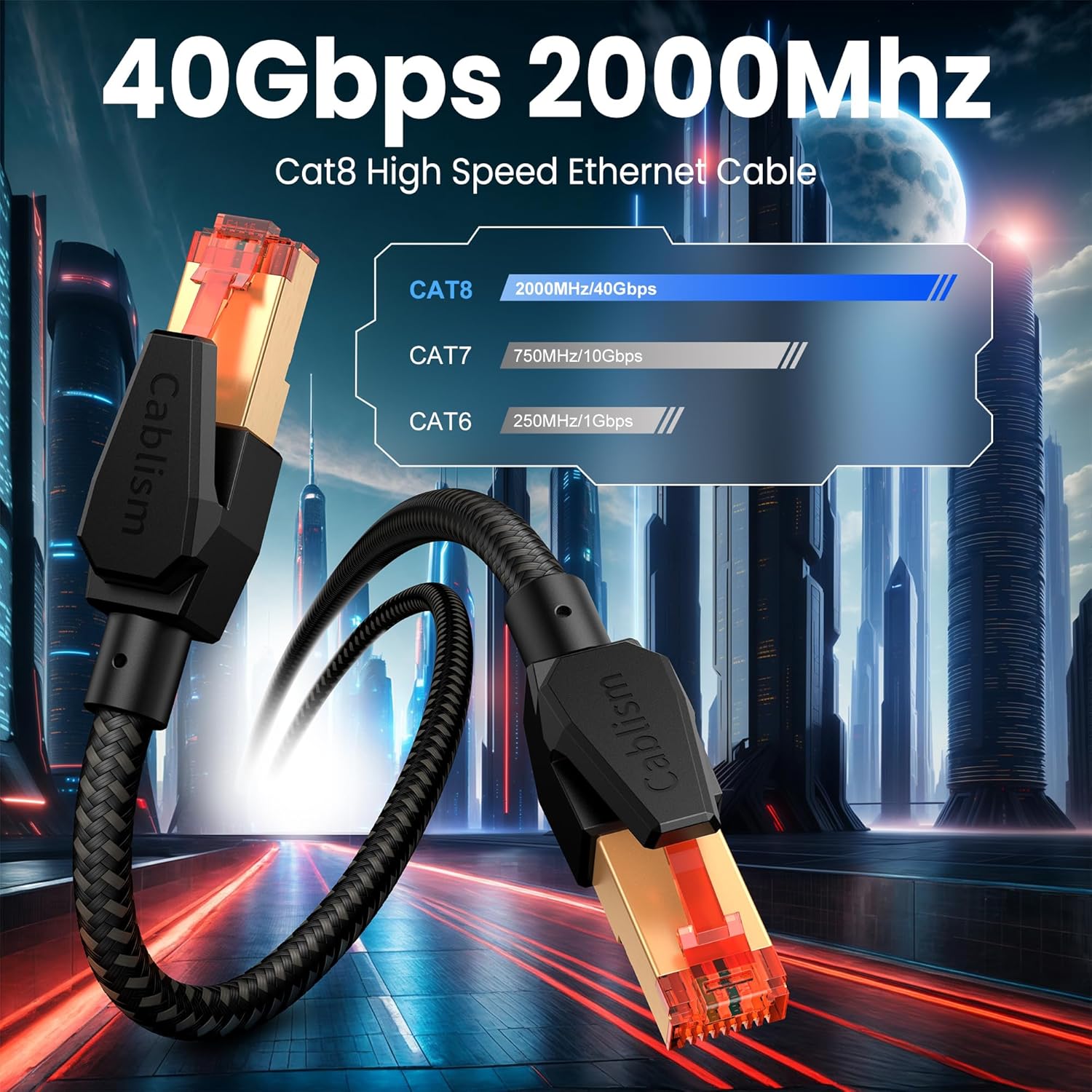 Cavo Ethernet Cat 8 SFTP 40 Gbps, 1 Metro - 12 Pezzi - immagine 2