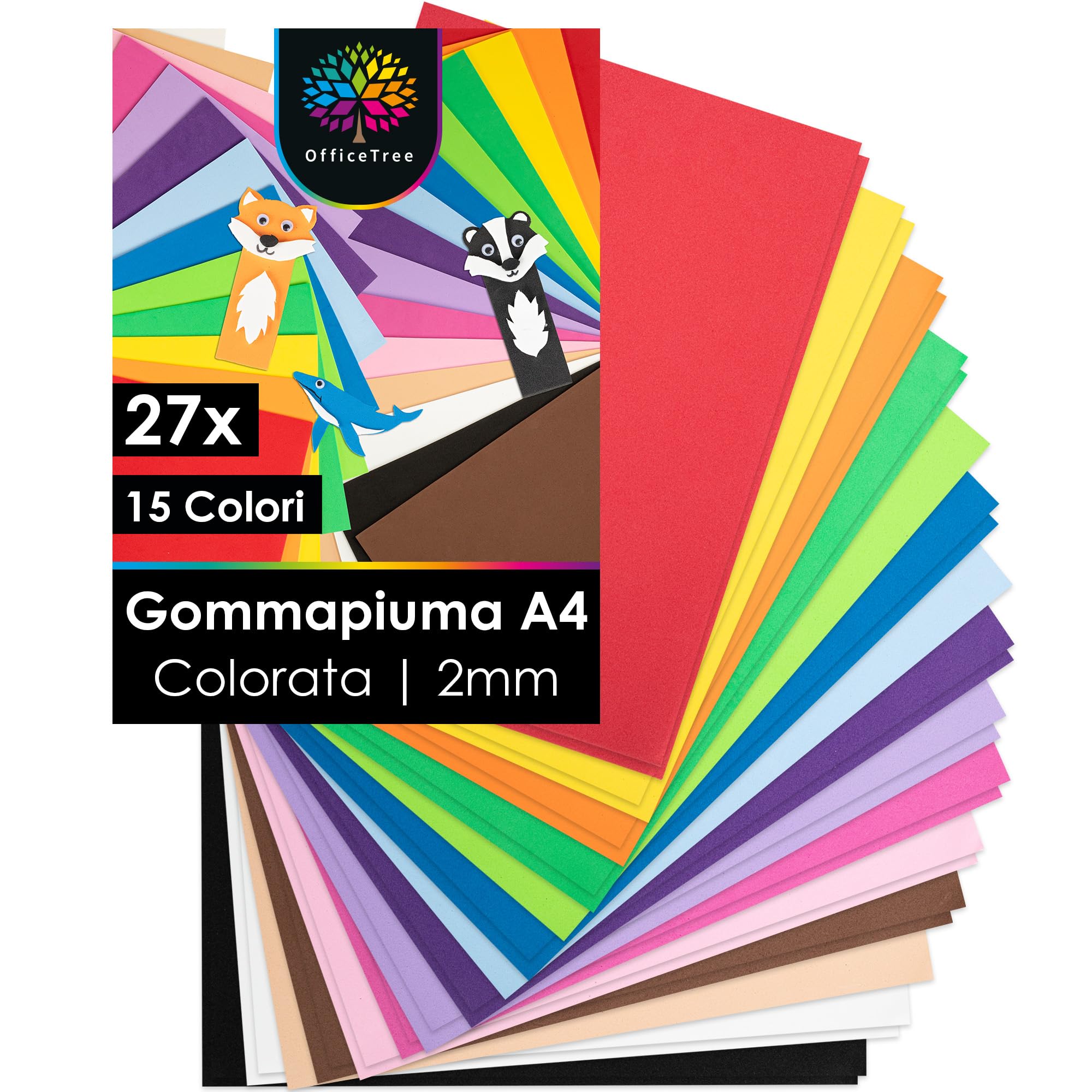 Officetree 27x Gomma EVA Fogli Grandi A4 2mm