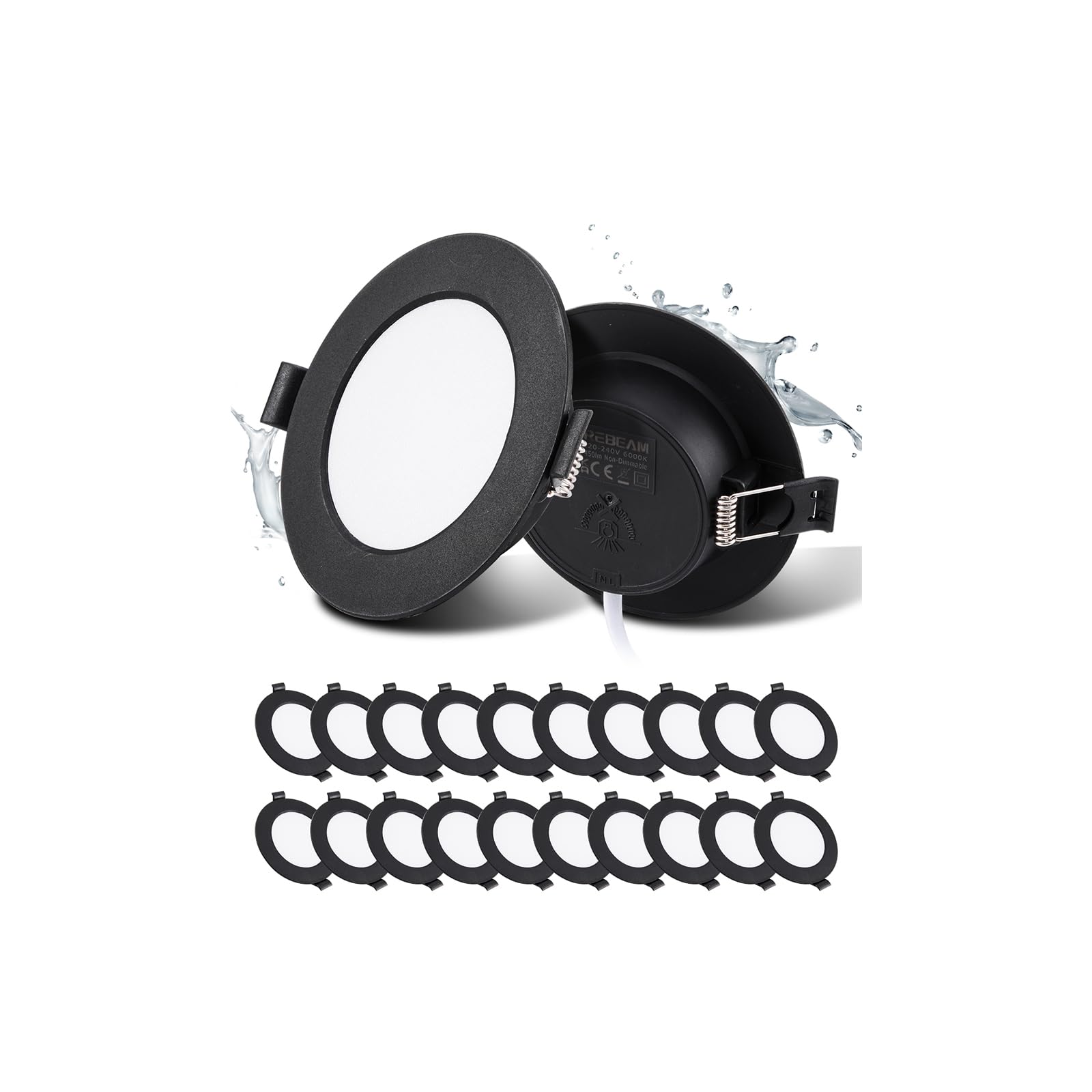 20 Faretti LED Incasso 5W Neri 3000K IP44