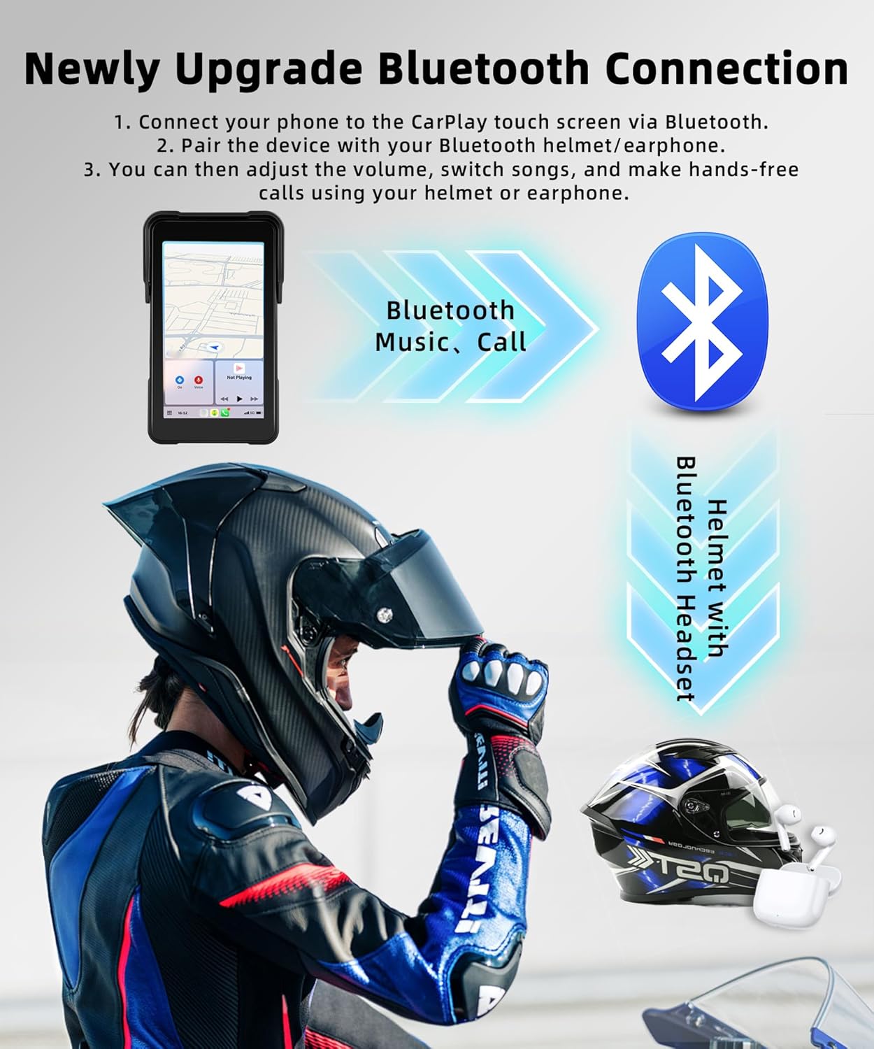 Wireless CarPlay 5" Verticale per Moto - immagine 4