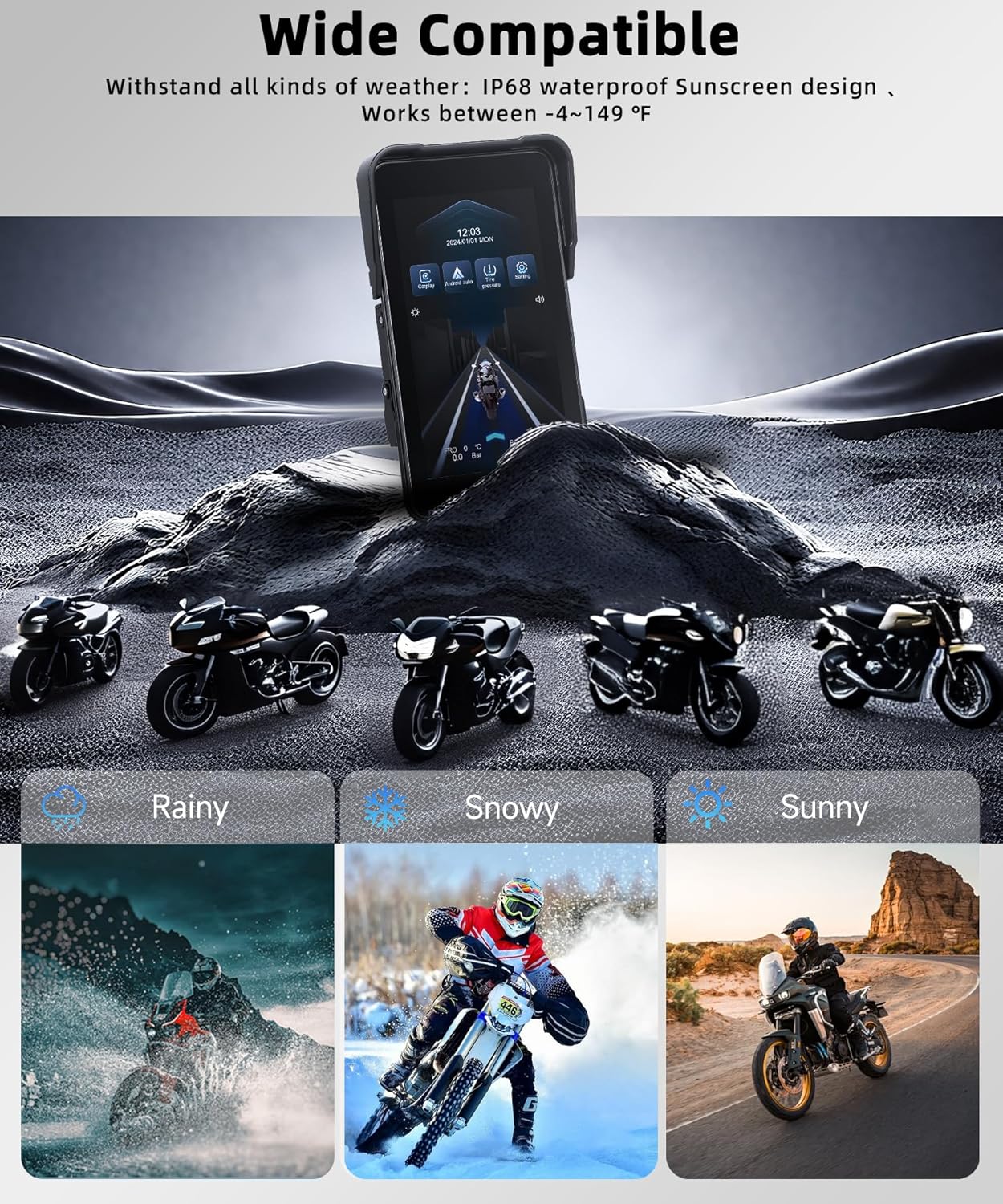 Wireless CarPlay 5" Verticale per Moto - immagine 6