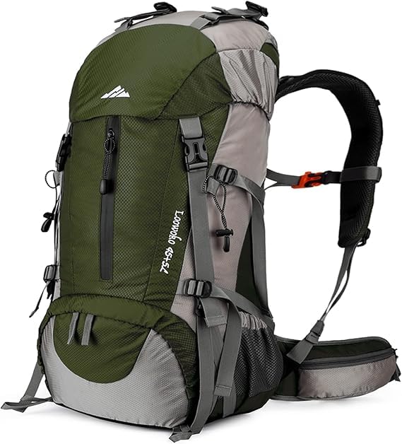 Zaino da trekking impermeabile da 50 l, con parapioggia, 45 + 5 litri