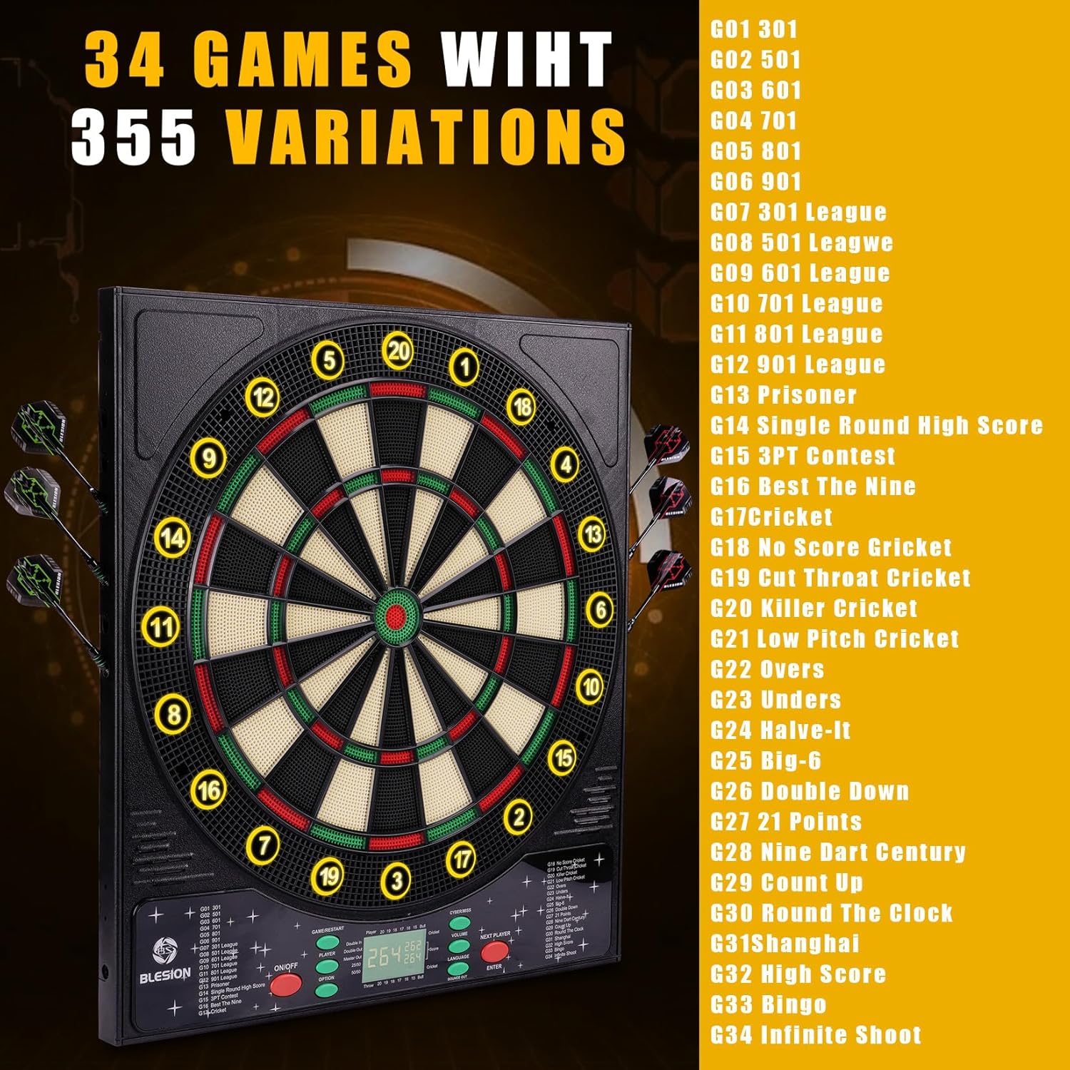 Blesion Bersaglio Elettronico Aggiornato 2024 con 6 Freccette - immagine 3