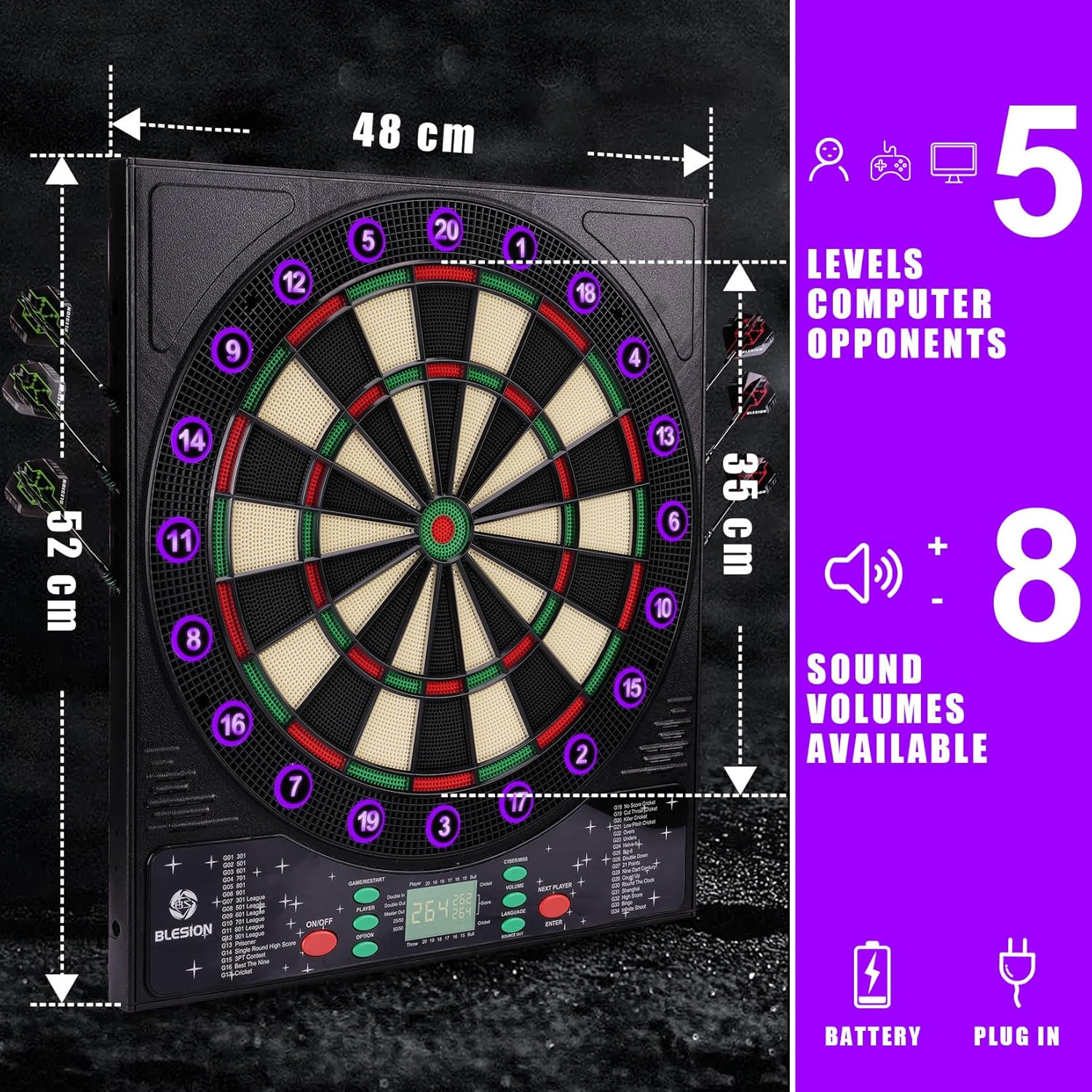 Blesion Bersaglio Elettronico Aggiornato 2024 con 6 Freccette - immagine 5
