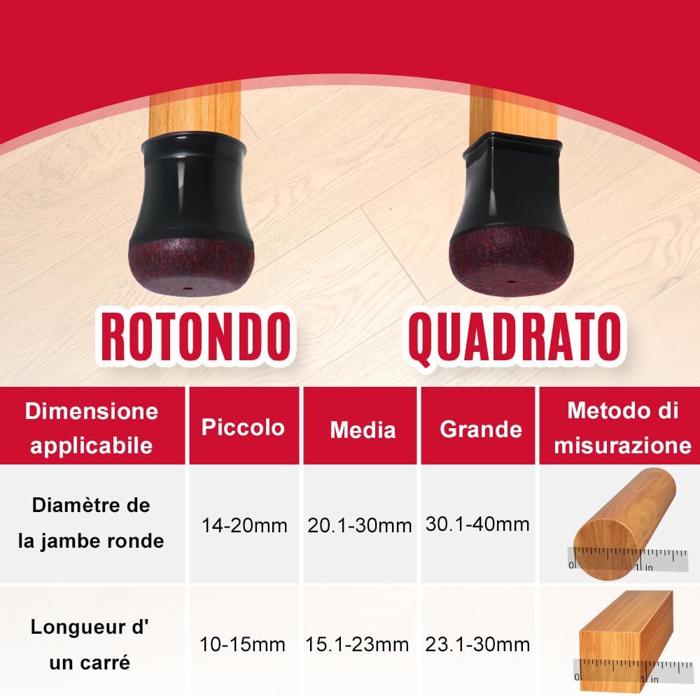 24 Pezzi Gommini per Sedie Rotondi Silicone Nero - immagine 2