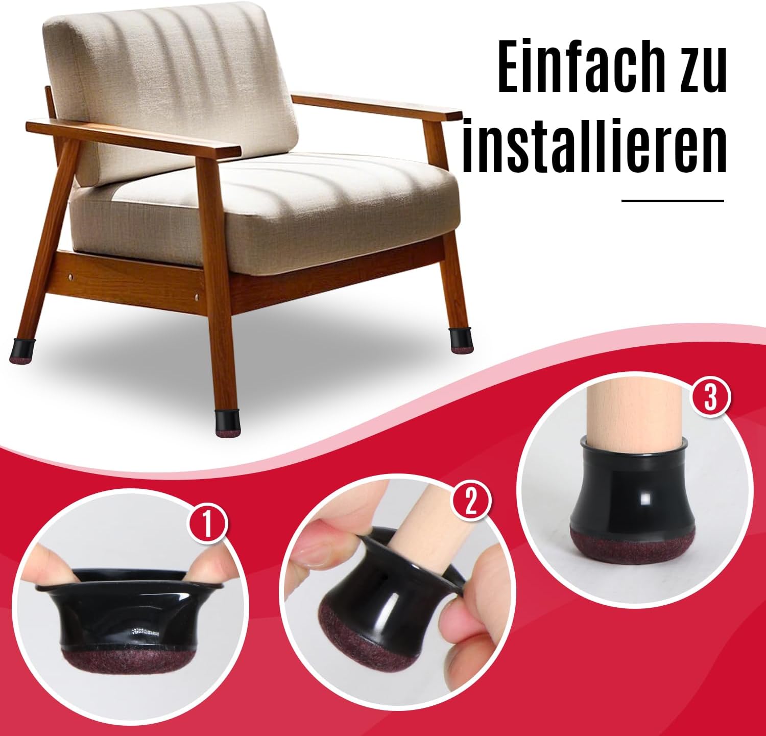 24 Pezzi Gommini per Sedie Rotondi Silicone Nero - immagine 5