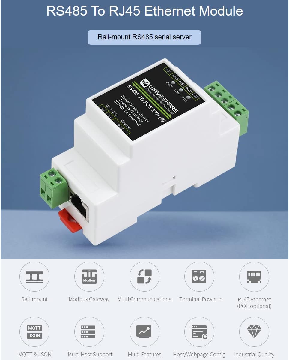 Waveshare RS485 to RJ45 Ethernet Converter Module - immagine 2