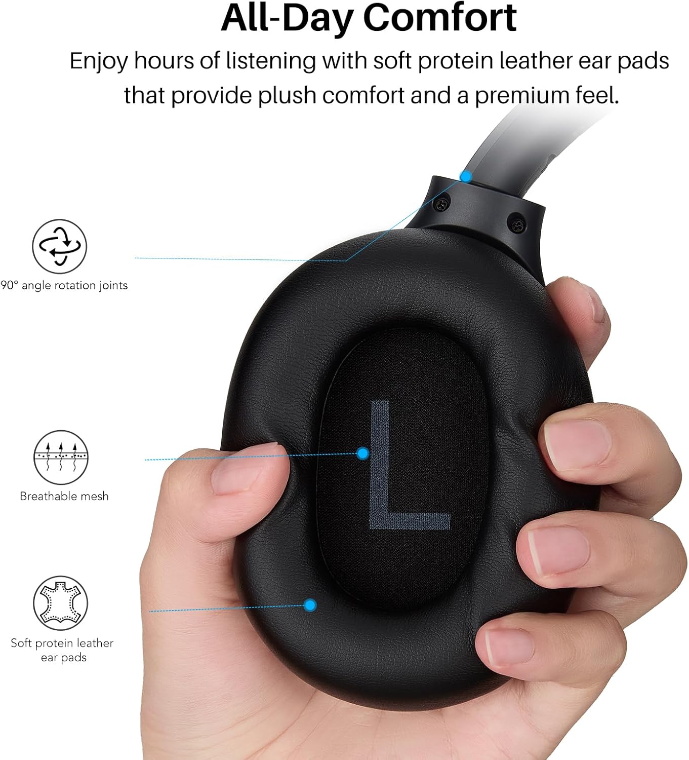 Tozo HT3 Cuffie Bluetooth 6.0 Ibrido ANC, Nero - immagine 3