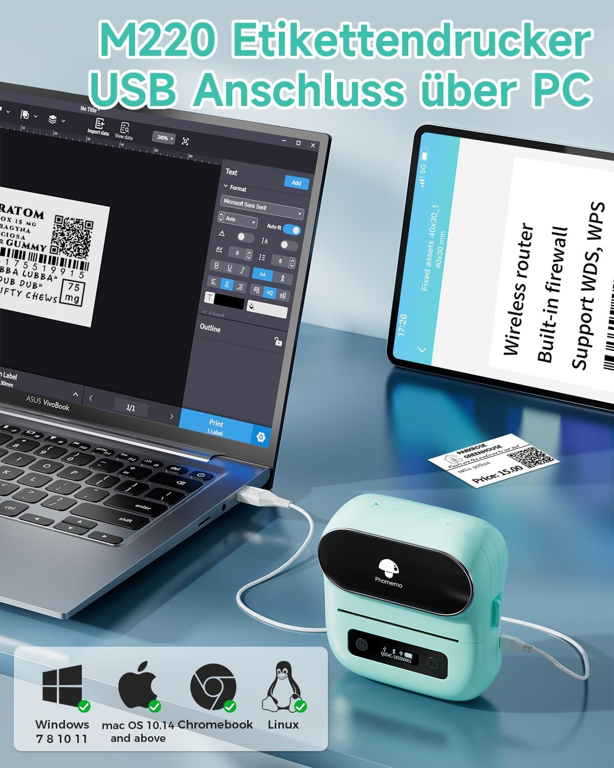 Phomemo Stampante per Etichette M220 Bluetooth - immagine 3