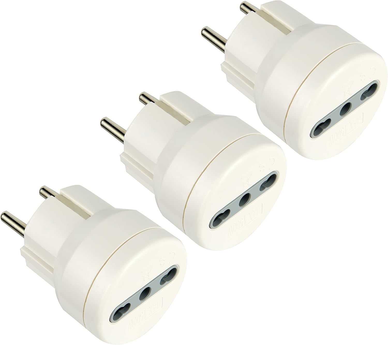 Adattatore Presa 10/16 A Spina Schuko, Bianco (3 pezzi) - immagine 1
