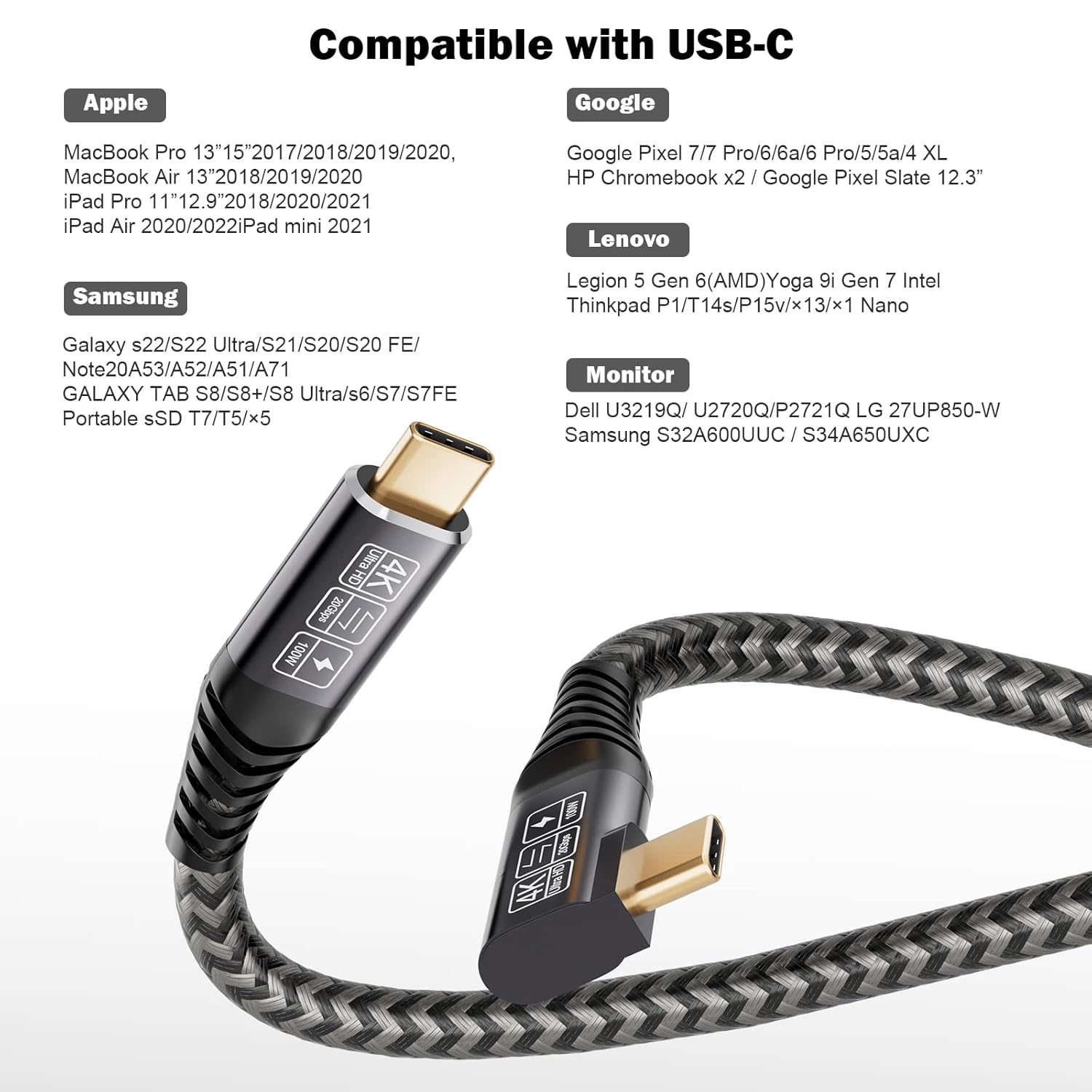 Cakoble Cavo USB Type-C 5m 100W 90 Gradi - immagine 3