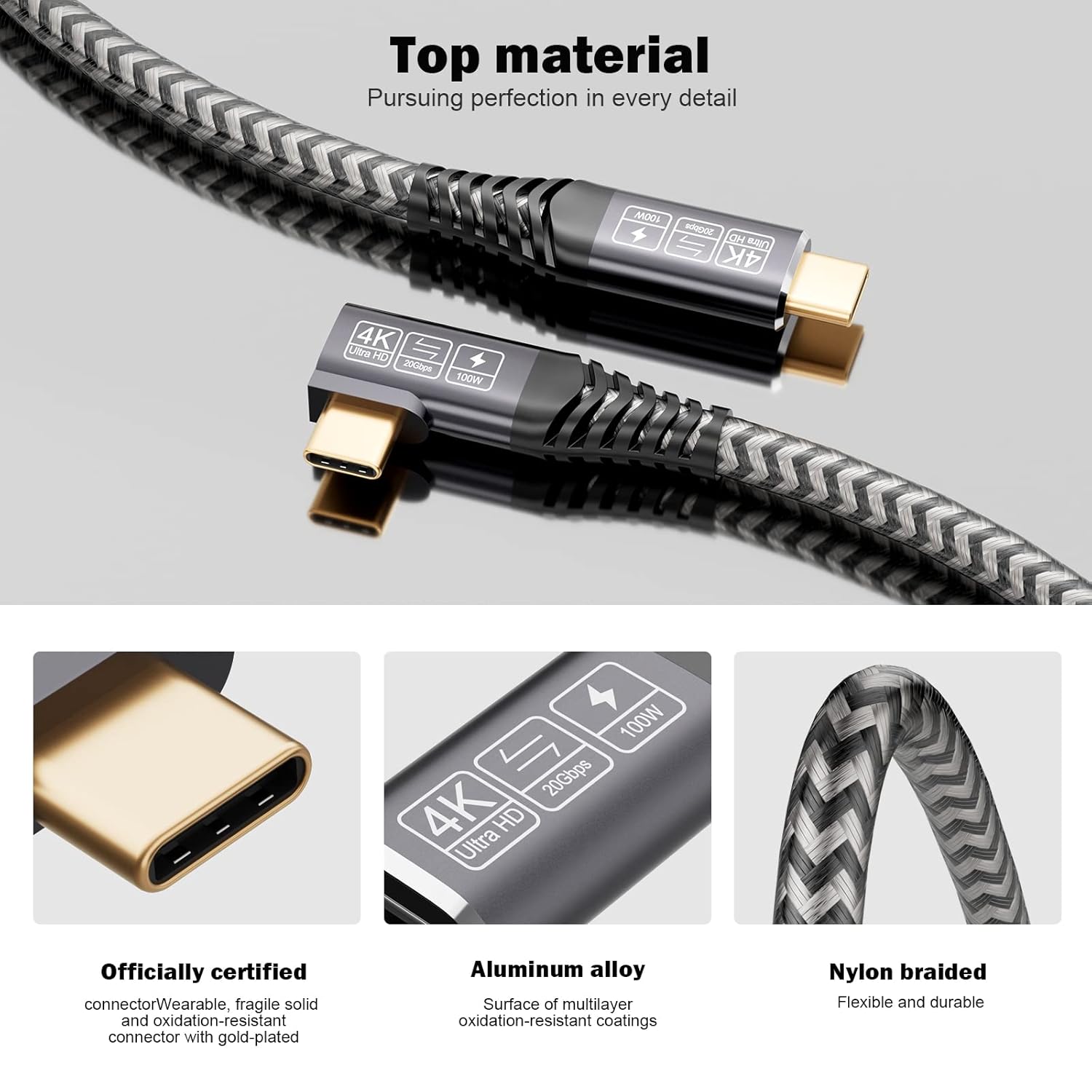 Cakoble Cavo USB Type-C 5m 100W 90 Gradi - immagine 4