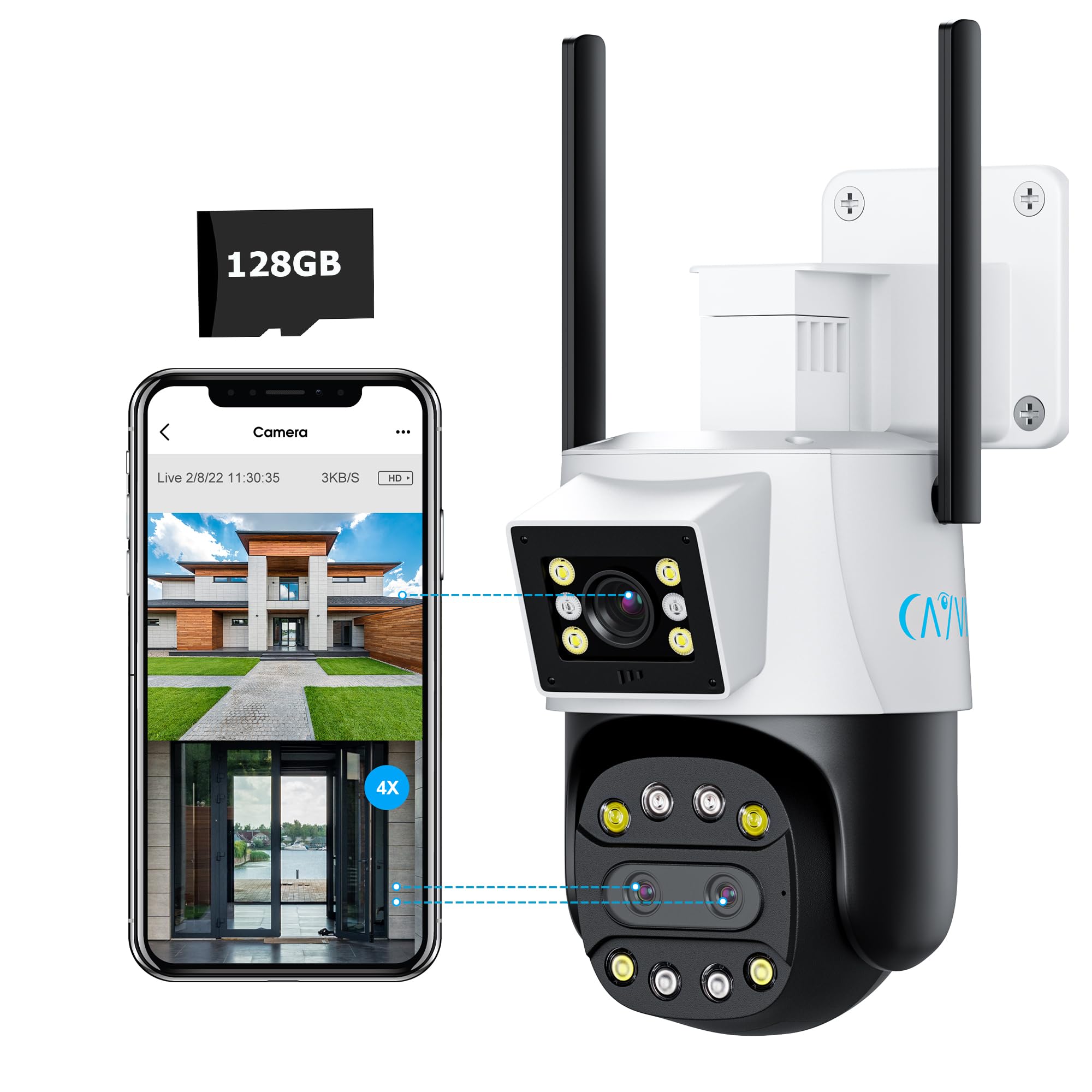 Cayvis Telecamera Wi-Fi Esterno Tre-Lente FHD1080P