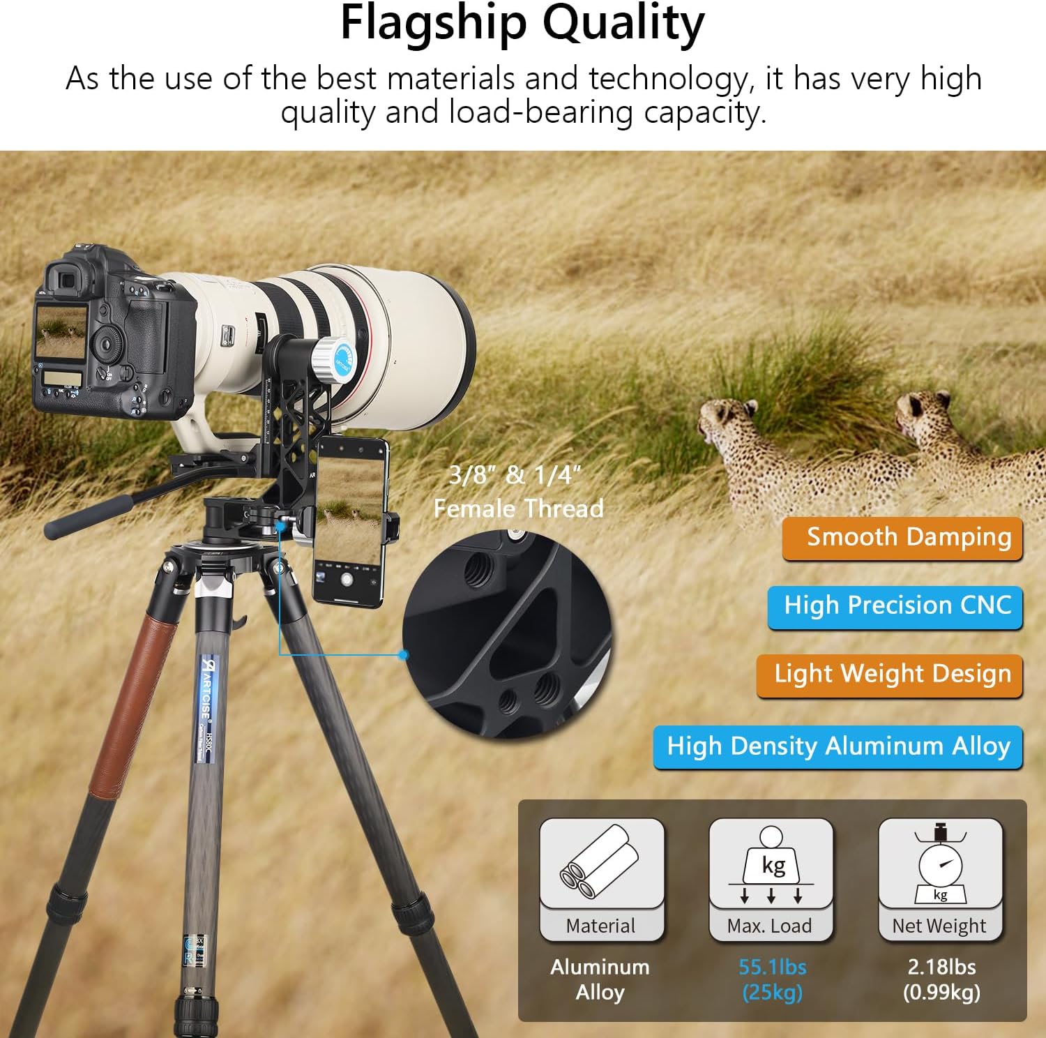 Artcise Testa Treppiede Cardanico GH7 con Maniglia - immagine 2