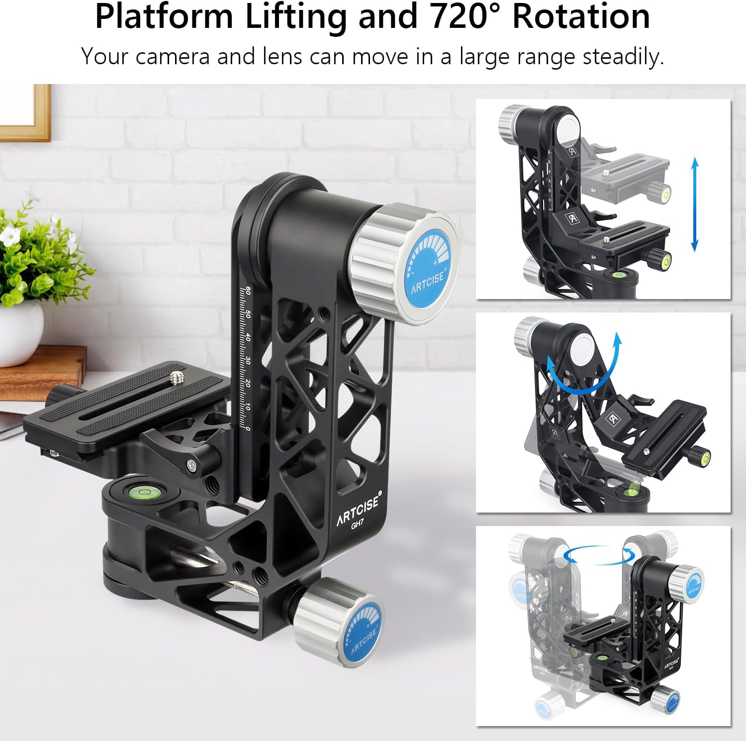 Artcise Testa Treppiede Cardanico GH7 con Maniglia - immagine 5