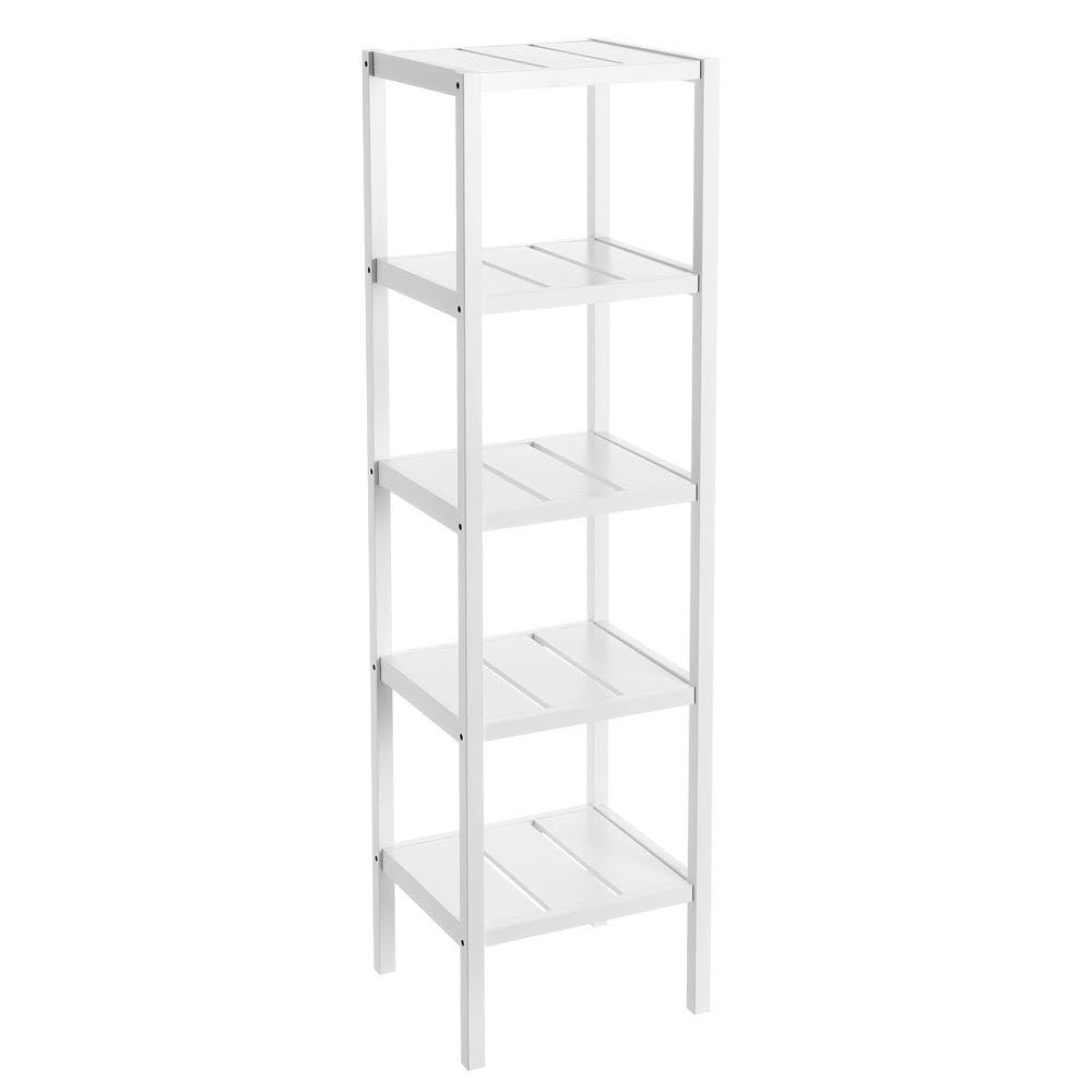 Scaffale da pavimento con 5 ripiani in MDF bianco 37 x 33 x 110 cm