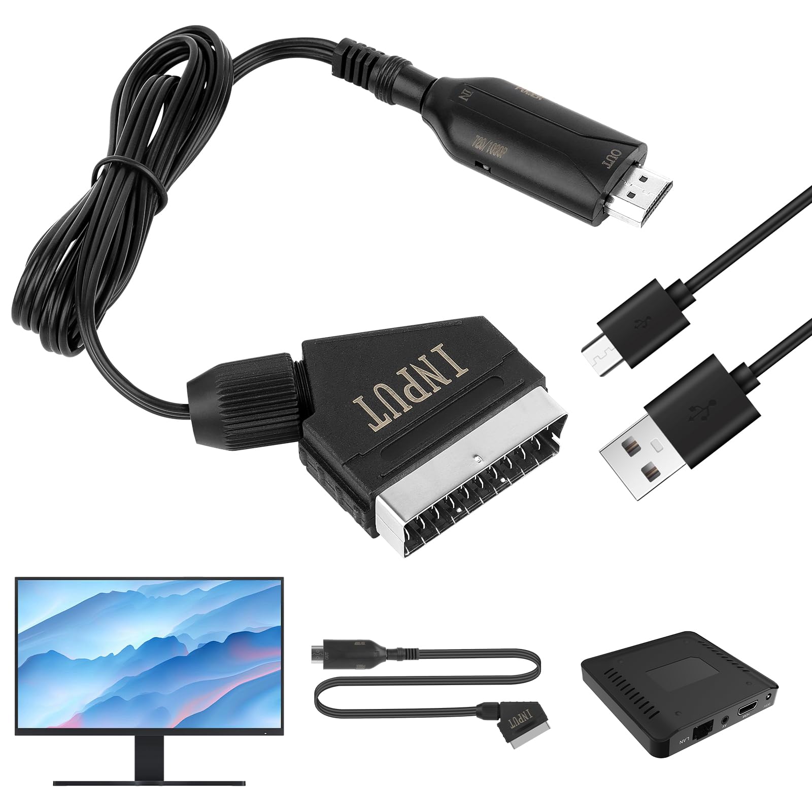 Ukofew Convertitore SCART a HDMI con Cavi | Velz