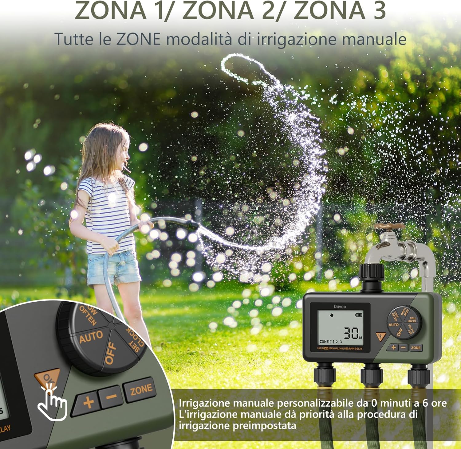 Diivoo Irrigazione Computerizzata 3 Uscite - immagine 4