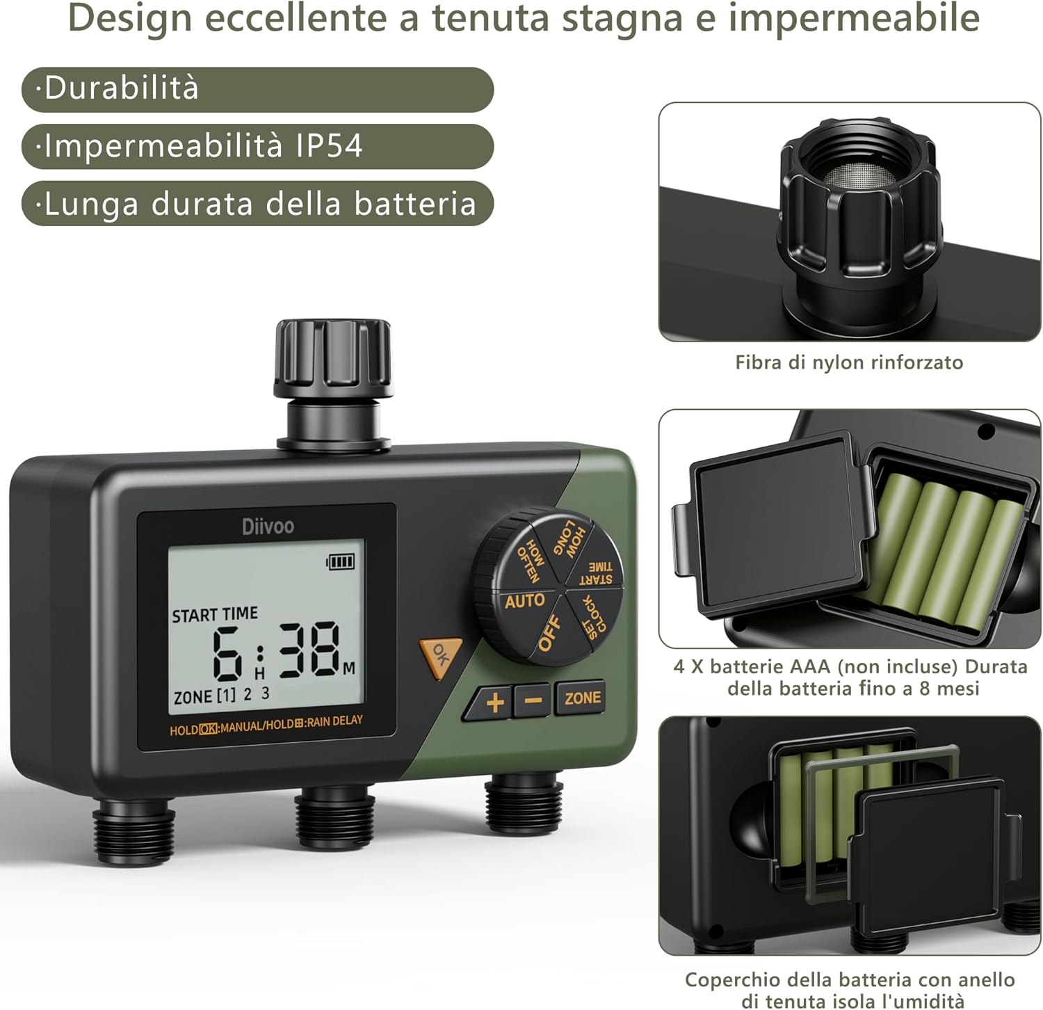 Diivoo Irrigazione Computerizzata 3 Uscite - immagine 6