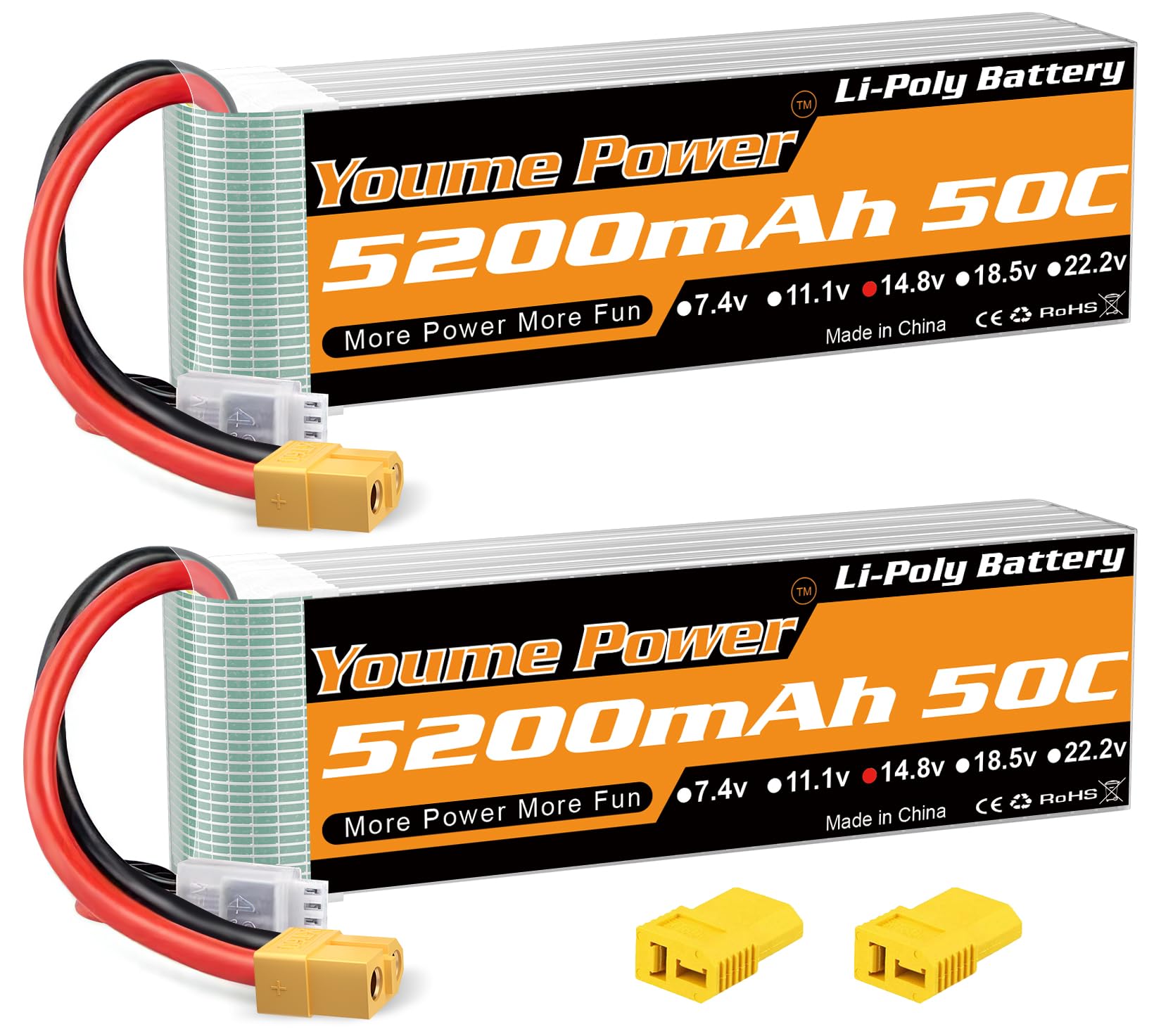 Youme Batteria Lipo 4s 5200mAh 14.8V 50C (2 pz)