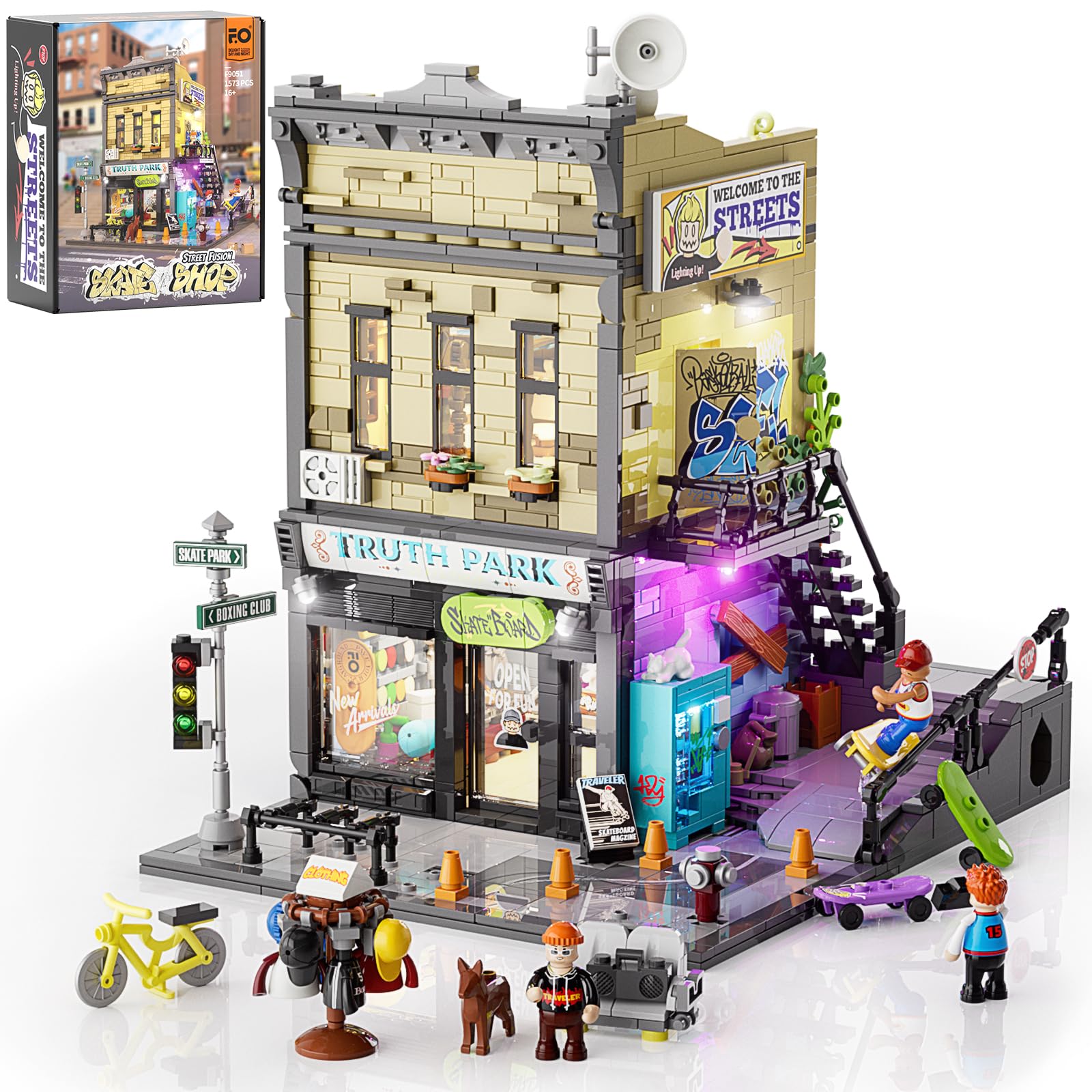 Funwhole Negozio di Skate - Set Mattoncini LED 1573 pezzi